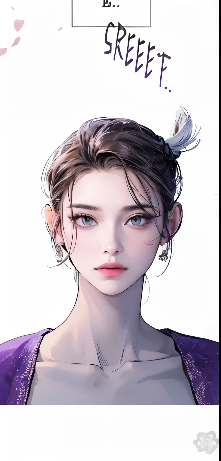 Masterpiece of woman, Adult woman with firm facial features like Korean women, purple eyes, his nose is sharp, mature, green eyes, very pretty, beautiful girl, white, clean, smooth skin