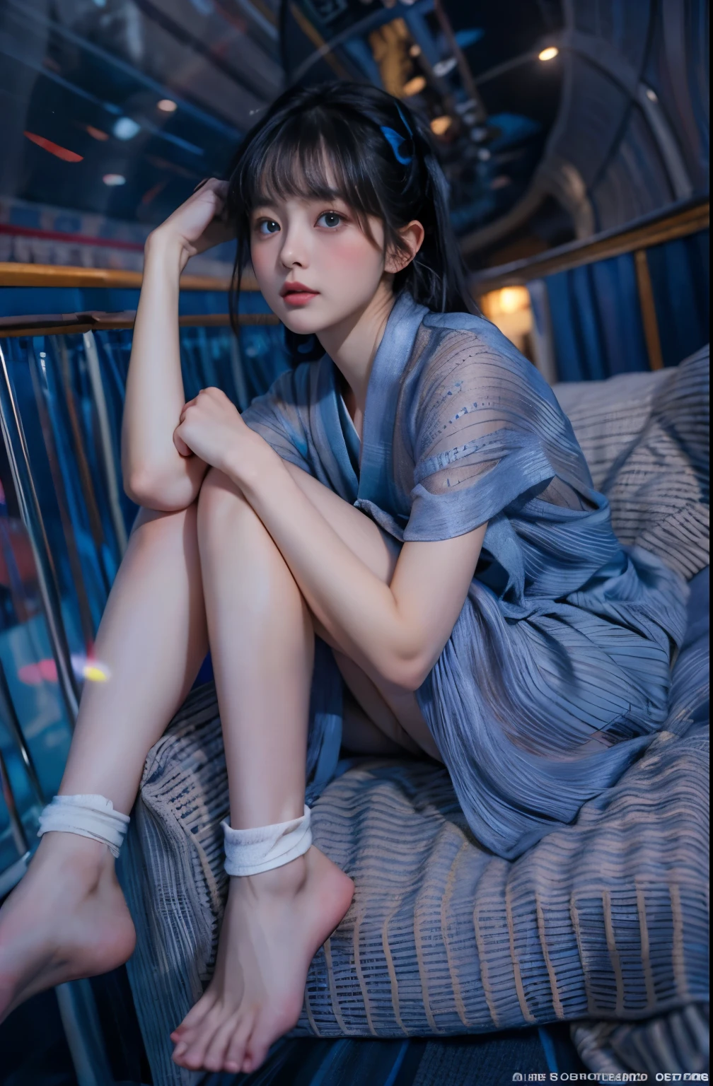 masterpiece、highest quality、cinema、(Details of both eyes)、(cute japanese woman、bangs:1.3)、23 years old、1 girl、elegant、black hair、(auraroid photo:1.2)、night、(shy:1.9)