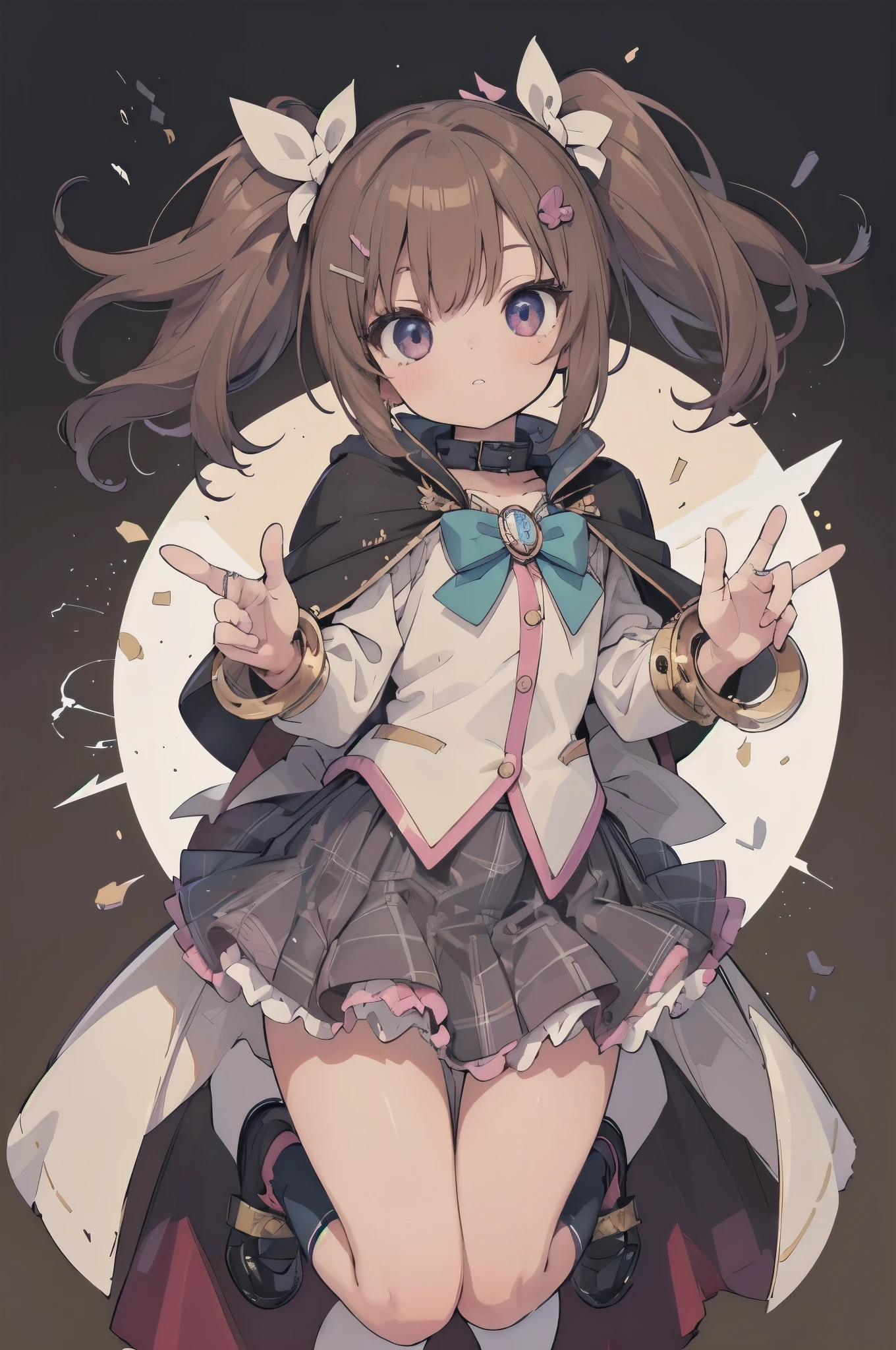 ((Highly accurate drawing in every detail)Extremely precise depiction)[High resolution],(detailed illustrations,Very detailed and precise drawing,Delicate drawn lines with tempo,Realistic texture expression),[color traced main line],[spring park[flower bed]],(HENTAI anime Girl (Pretty) 16 years old ((tall)skinny)([twin tails]I tie my hair in a ring shape.[Fine hair type])((donut magical girl))[Idol],(donut hair clip[ribbon])(light reddish brown blazer jacket(cape with collar((checked pareo skirt)))[lace ruffles (ribbon)]])(knee high socks)]][preppy style],(donut bangle)(donut belt buckle)[donut choker][donut anklet],[transparency [soft ambient light] gravure [Colorful],(intricate and beautiful decoration [Dense detail]),(Fine and beautiful skin expression [transparency]),((Precisely drawn eyes))[完璧な目のdetailed((Beautiful eyes like jewels)Iris drawn in precise detail)[clearly drawn pupils]],[eye light[Pinpoint lighting for the eyes]],[long and beautiful eyelashes],[precisely drawn hair [美しく艷やかな髪のdetailed]],(完璧な手のdetailed [Beautiful fingers with no damage [beautiful nails]]),(perfect anatomy(perfectly balanced proportions))[[full body portrait]],[ideal color coordination(Accurate simulation of light and material interactions)],([precision detail](detailed,High definition)),[[pale and gentle colors]][Visual art that tells a story].