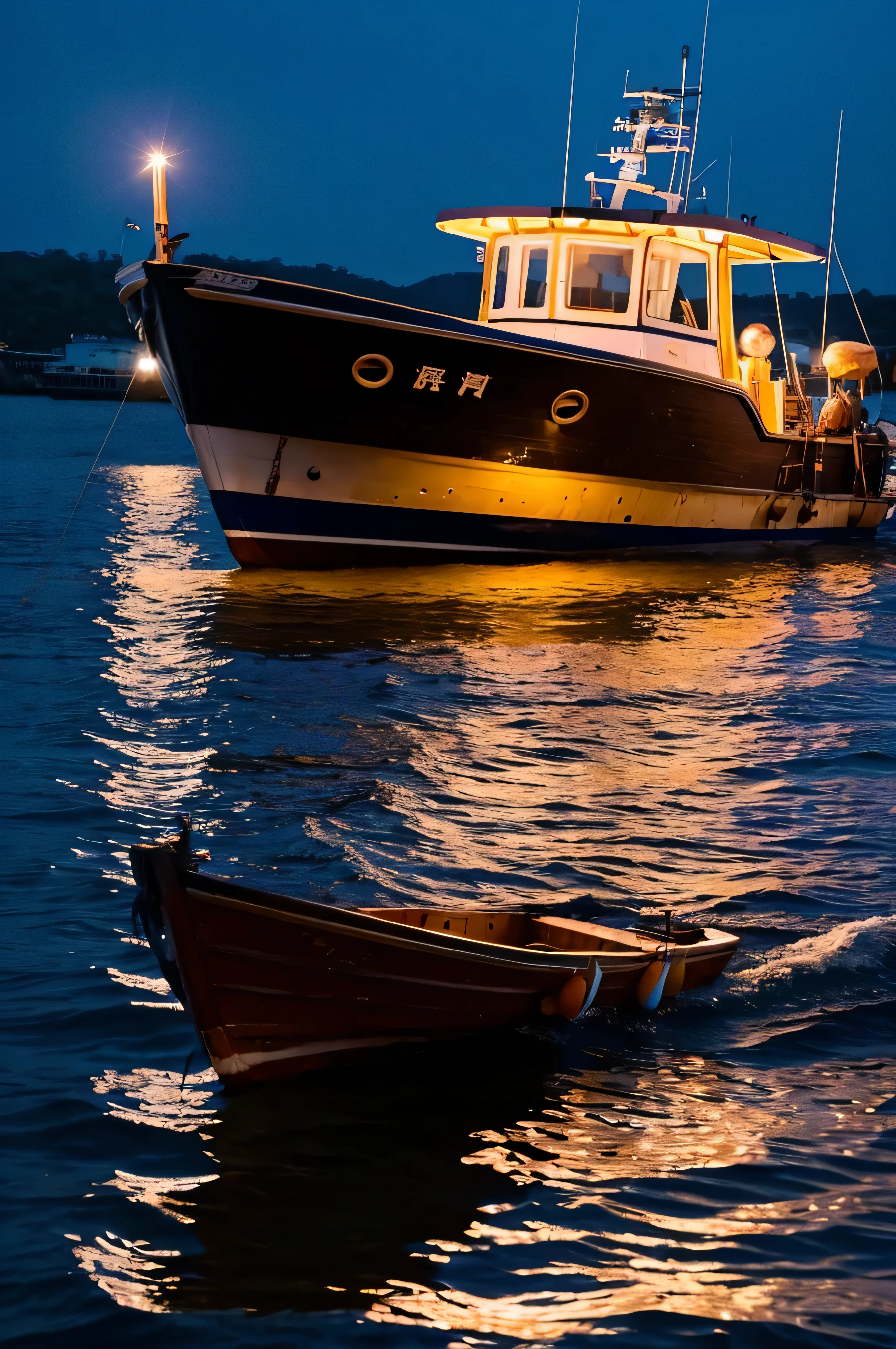 night、fishing boat