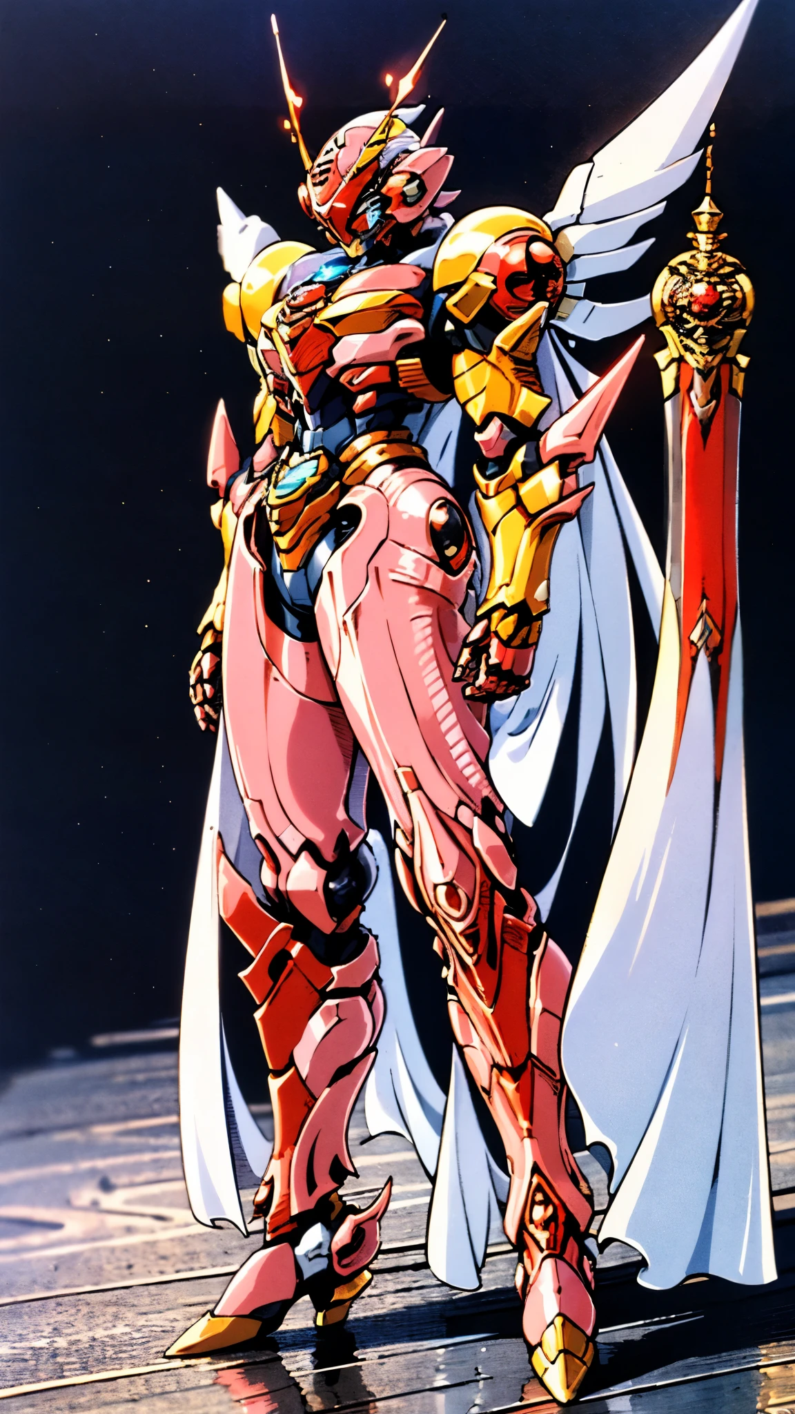 A woman adorned in fantasy-style full-body armor, a crown-concept fully enclosed helmet that unveils only her eyes, a composite layered chest plate, fully encompassing shoulder and hand guards, a lightweight waist armor, form-fitting shin guards, the overall design is heavy-duty yet flexible, ((the armor gleams with a golden glow, complemented by red and blue accents)), exhibiting a noble aura, she floats above a fantasy-surreal high-tech city, this character embodies a finely crafted fantasy-surreal style armored hero in anime style, exquisite and mature manga art style, (Queen bee mixed with Spider concept Armor, plasma, blood), ((Element, energy, elegant, goddess, femminine:1.5)), metallic, high definition, best quality, highres, ultra-detailed, ultra-fine painting, extremely delicate, professional, anatomically correct, symmetrical face, extremely detailed eyes and face, high quality eyes, creativity, RAW photo, UHD, 32k, Natural light, cinematic lighting, masterpiece-anatomy-perfect, masterpiece:1.5