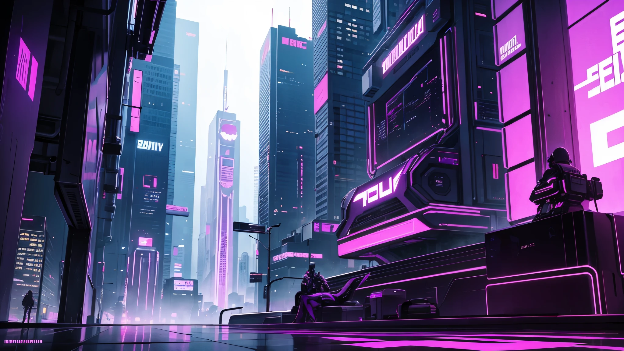 future city, cyberpunk violet