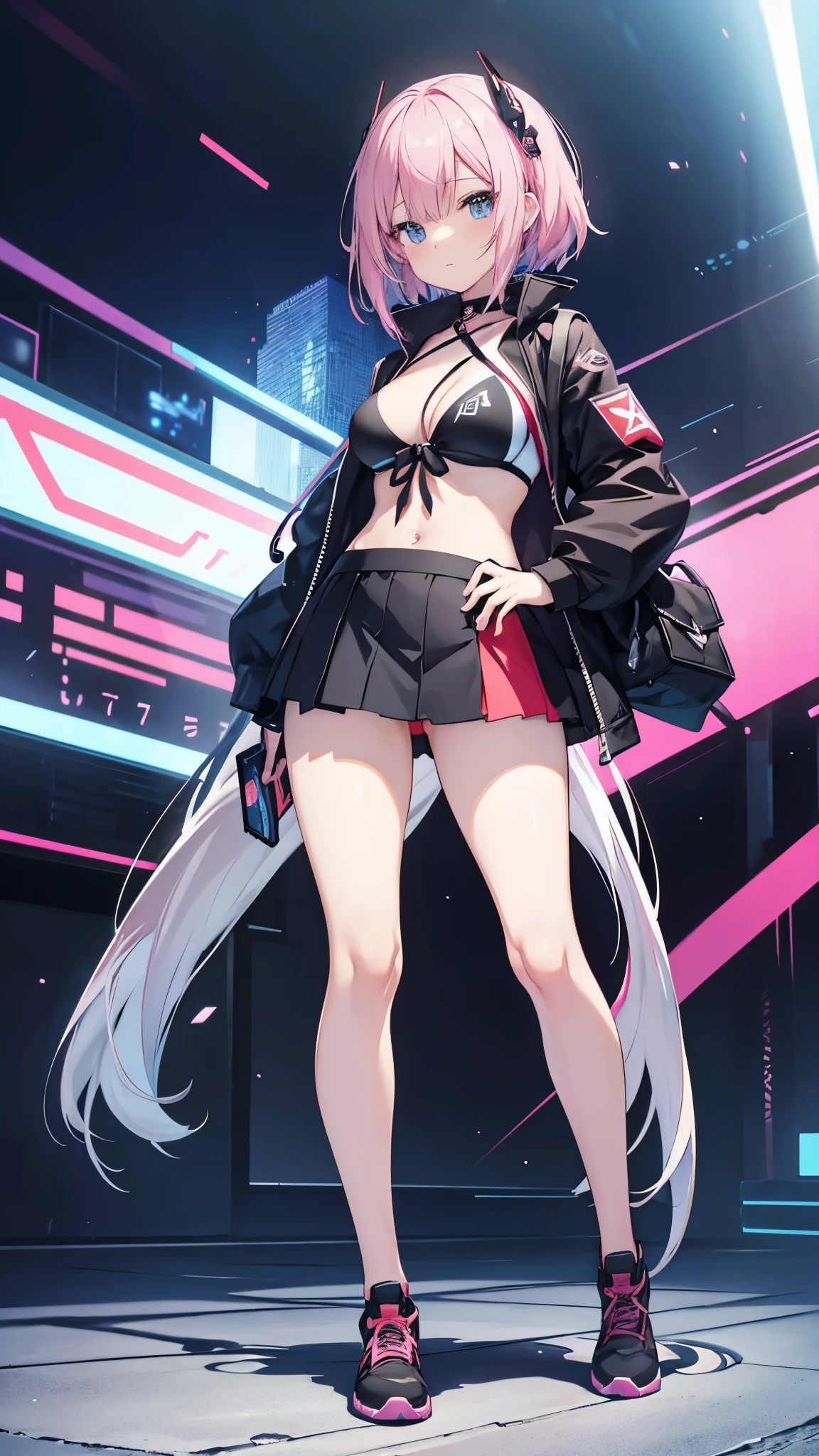 Cartoon of a woman in a short skirt with a mobile phone, anime vtuber modelo de whole body, gap mo yander, girls on the front lines, frontline style girl, captivating anime, died, naughty anime style, whole body!!, azur track style, anime cel shading, whole body;, elegant standing pose, Light design, realistic bikini
