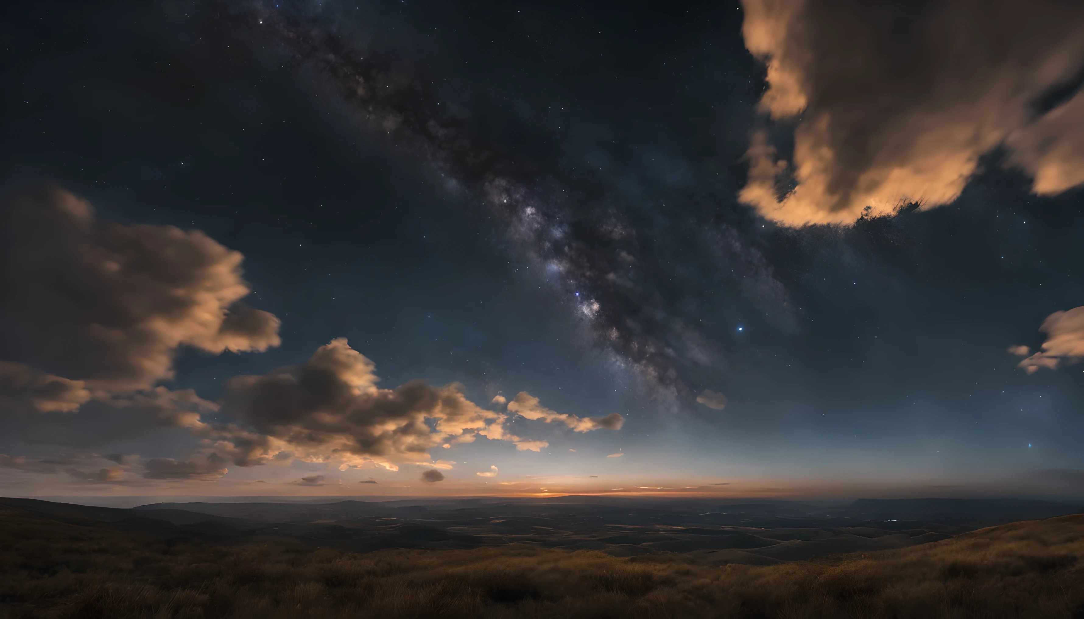 paysage ciel nuit , etoile, realism, realism, Point de vue atmosphérique, UHD, chef-d'artwork, high resolution, best quality, 8K
