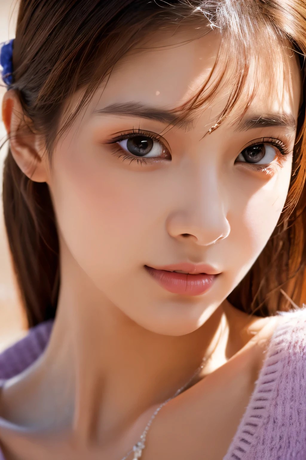 detailed and beautiful eyes, double eyelid, Dense and beautiful lips, highly detailed eyes and face, soft sunlight, Bright colors, realistic painting style, High-resolution artwork.