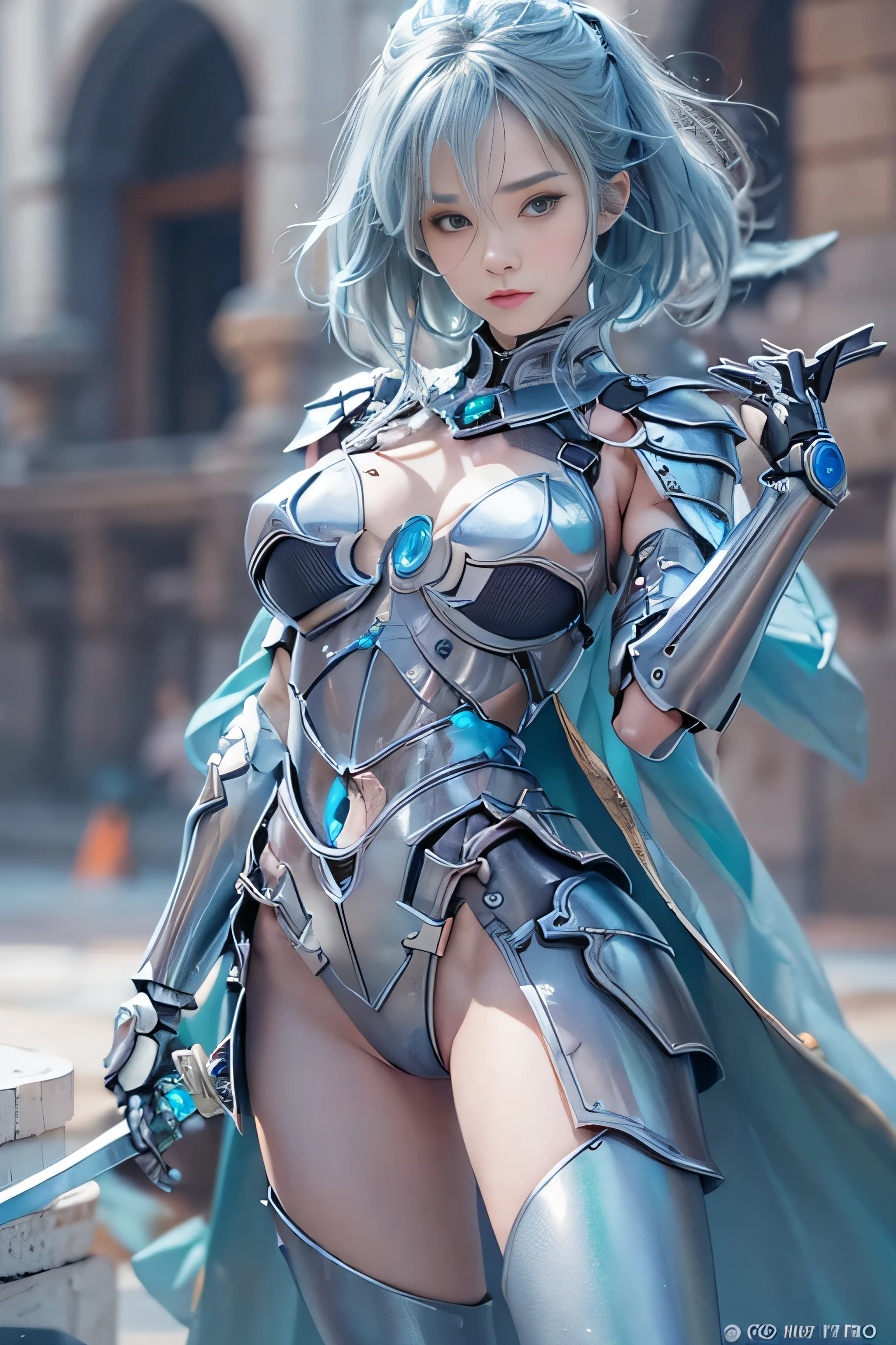 (RAW image quality:1.4), (NSFW), ((1 female:1.4)), one personで, , 7 head and body, (cute face), (Beautiful shining blue eyes:1.4), (ideal body proportions), (An android with a mechanized left leg and left arm.:1.4), (platinum metal machinery), length , chest fantasy, cleavage, big breasts, (Underboo Boo:1.4), magic effect, ((armor presentation:1.4)), (((Raw skin is exposed in the crotch:1.4))), (Costumes that dig into the crotch), (pubic hair), (has a big sword:1.4), , strong wind, My clothes are transparent, Wet, short hair, black hair, , thin, small ass, beautiful feet, thin脚, surrealism, cinematic lighting, written boundary depth, one person'point of view, f/1.8, 135mm, nffsw, battle pose, table top, Accurate, ((anatomically correct)), rough skin, Super detailed, advanced details, high quality, award-winning, 最high quality, High resolution, 8k