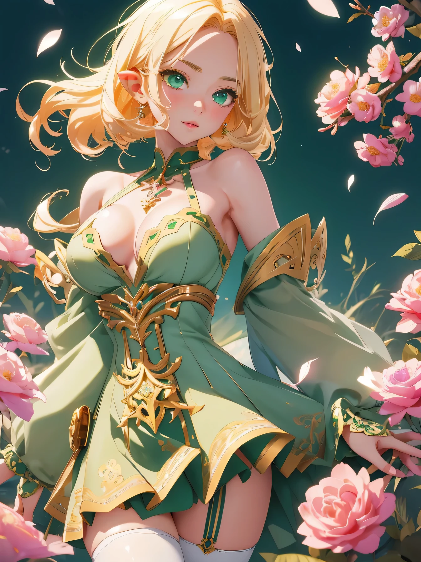 nsfw:1.1, high resolution:1.7, incredibly absurdres, kawaii:1, cute:1.5, hires.fix,anime visual:1,incredibly fine illustration,8k,masterpiece:1.2,best quality, high quality, exquisite, beautiful,insanely detailed, intricate detailed, extremely detailed, Super Definition,ultra high res, Super Resolution, best aesthetic, ultra detailed:1.5,best quality, perfect face, detailed face, masterpiece:1.2, illustration:1.2, 8k cg wallpaper, stunning art,absurdres,octane render,ultra hires,
Japanese Actress,(Idol),18yo,Beautiful,(Cute and lovely),cute girl,((anime elf with extremely cute and beautiful blonde hair)),ear breathing,(((green_eyes:1.3))),intricate eyes,beautiful detailed eyes,symmetrical eyes,big eyes:1.5,enchanting bright eyes studded with gold and silver dust,(((pinky skin,bright skin,shiny body))),upward breasts,waist slender,(detailed body,(detailed face)),cute,daring,zettai ryouiki,show skin,best relationship with four fingers and one thumb,Very Fine Face and Eyes,Very Fine Hair,(Perfect Anatomy),((girl trembling with sexual climax)),Garter Belt,Bare shoulders,Check out our thru-rack chokers and midi rings with chains,1girl:1.3, (line art:1.3), cute girl, kawaii girl, cute, kawaii, celestial:1.3,costume, intricate clockworks dress with long sleeves, simple, affordable, cheap engraving, craftsmanship, (flowers, petals), enticing pose, cubism background, absurdres, highres, ultra detailed,