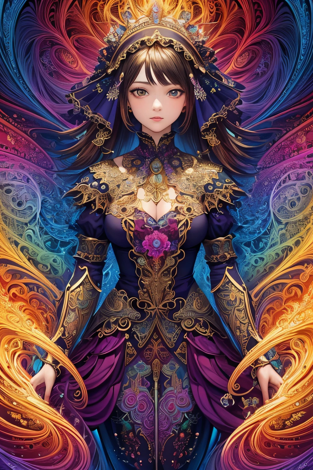 (masterpiece, top quality, best quality, official art, beautiful and aesthetic:1.2), (1girl), extreme detailed,(fractal art:1.3),colorful,highest detailed