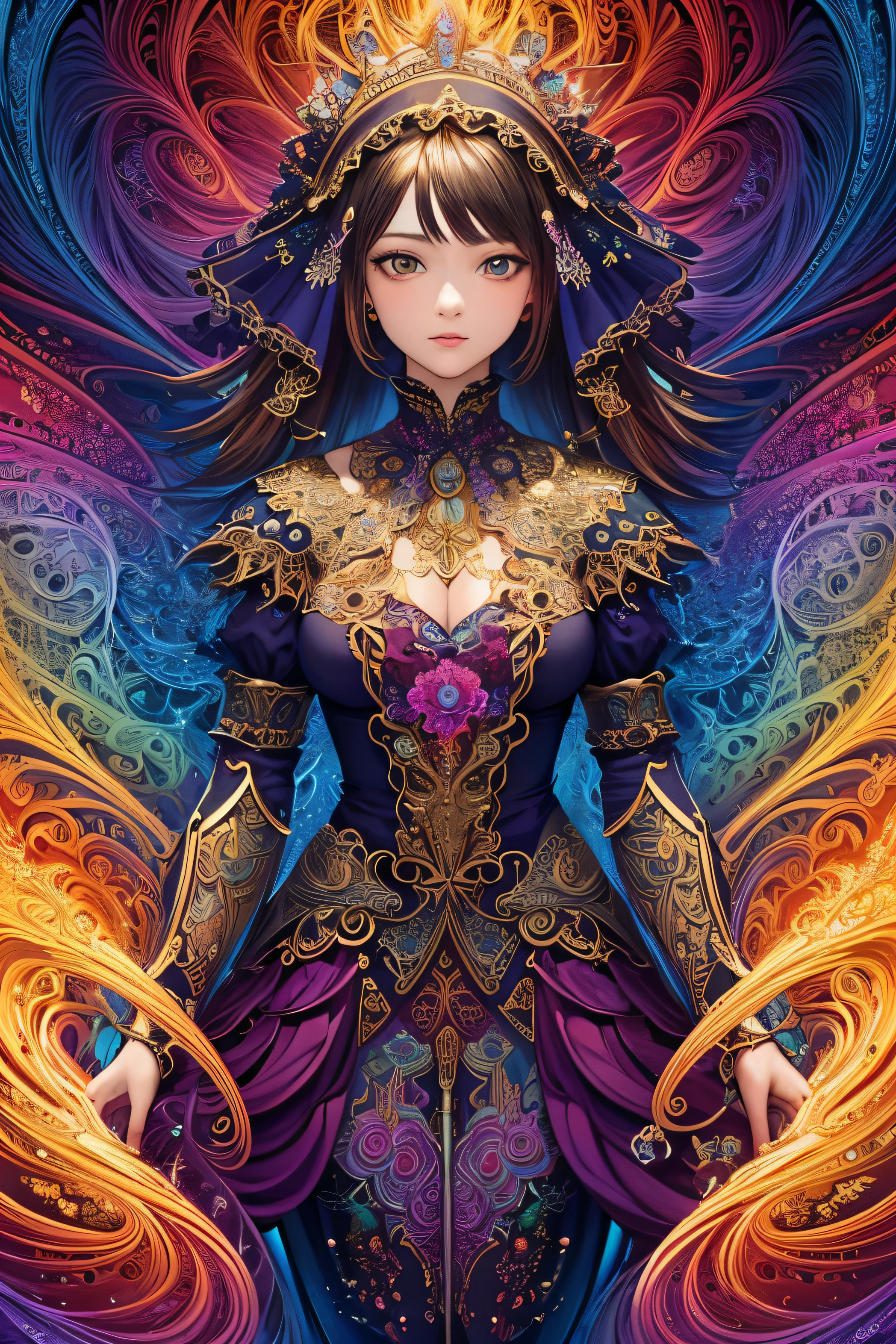 (masterpiece, top quality, best quality, official art, beautiful and aesthetic:1.2), (1girl), extreme detailed,(fractal art:1.3),colorful,highest detailed