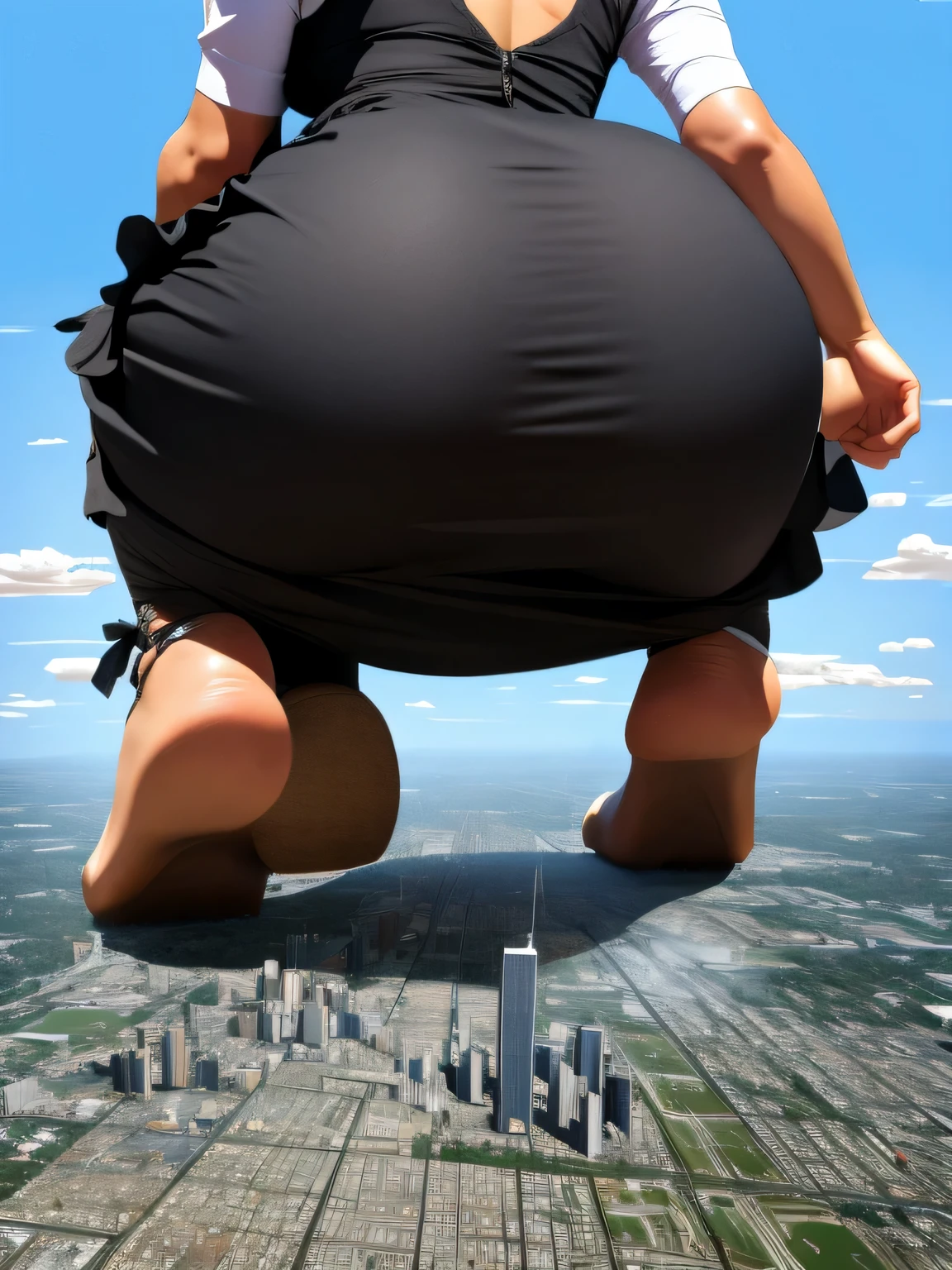 Eine nackte chinesische Frau, lies with big ass in destroyed city.