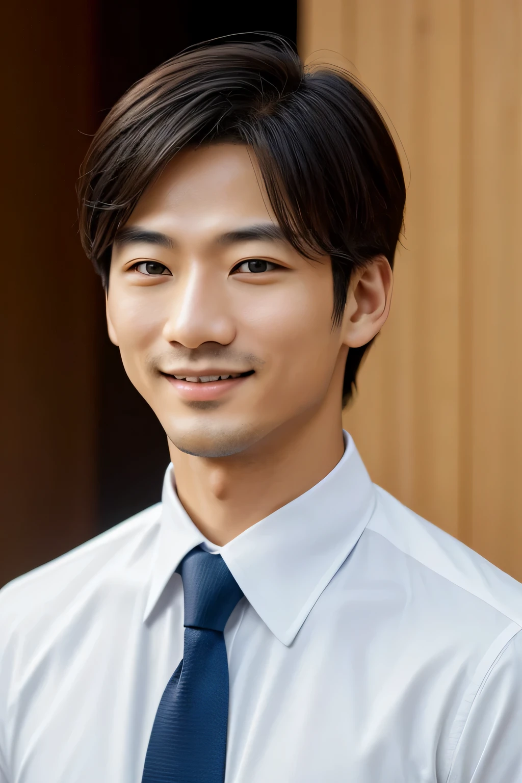 clean clothes: 30 year old man wearing a clean business suit or shirt。 natural smile: 親しみやすくnatural smileで、Express trust and friendliness。 Simple and light background: To make the subject stand out、乱雑さのないSimple and light backgroundを選んでいます。 bright and even lighting: emphasize facial features、To convey a professional image、bright and even lightingを使用しています。 自然なポーズとhole々posture: Express confidence and professionalism、hole々postureで自然なポーズをとっています。 look directly into the camera: Give an impression of confidence and open communication、nature and looking at camera。 focus on the face: The face is clearly in focus、I'I take care to see clearly。 Professional style: choose a formal style'suitable for work、emphasize professionalism。 Natural processing: Avoid excessive filtering and processing、Maintain a natural appearance to demonstrate honesty and trustworthiness。