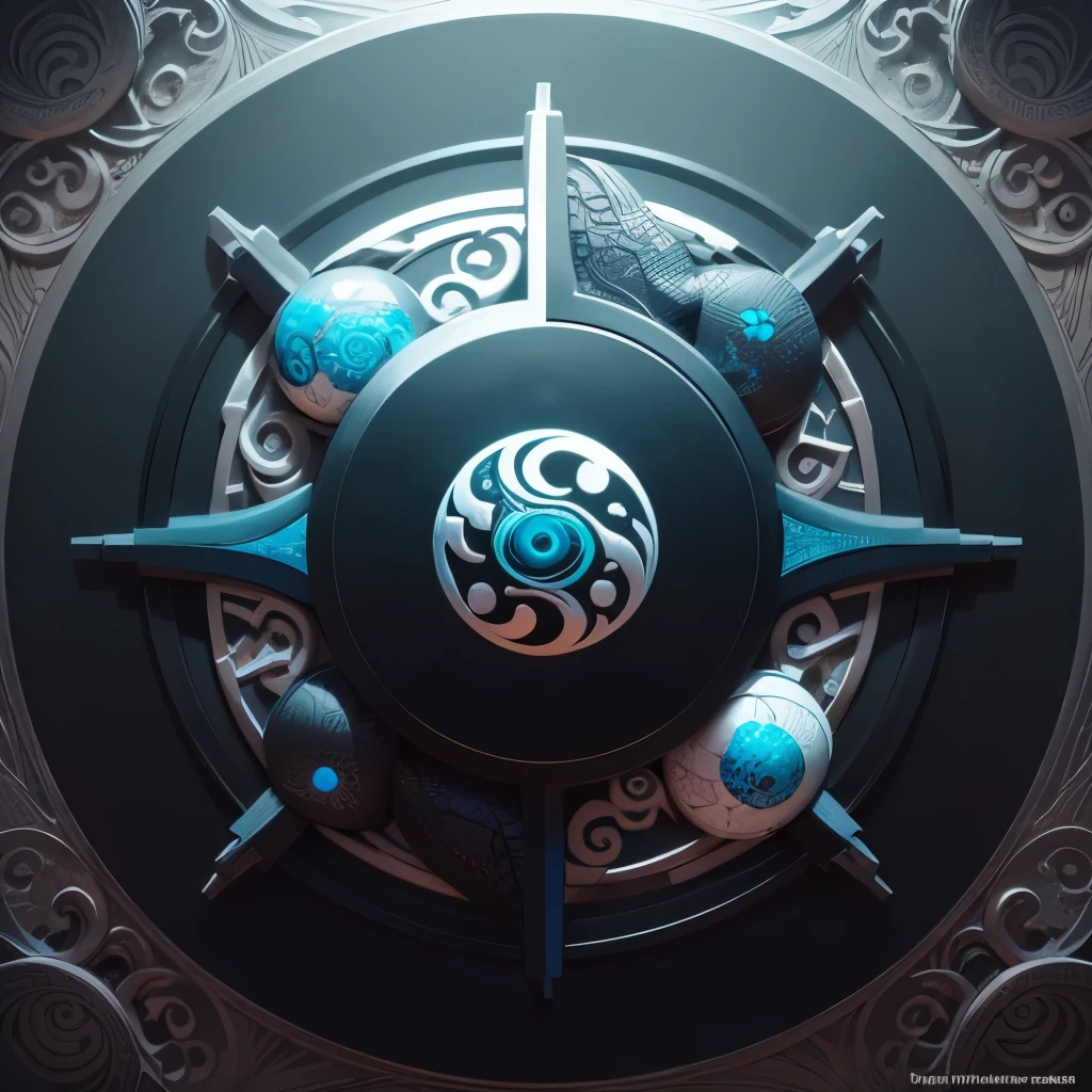 In the realms of ancient wisdom, a yin yang logo comes to life, bursting with intricacy and depth. Two 3D metallic dragons, one black and the other white, adorn each side of the symbol. Their heads are carved with super complicated, highly detailed textures that seemingly defy the boundaries of the logo. The dragons' eyes gleam with a mystical allure, their scales shimmering beneath the ultrahd surface.
The small, clear turquoise blue circle in the center of the logo represents balance and harmony. It is set against the backdrop of a black effect background, casting an air of mystery. Gray and blue smoke billows subtly