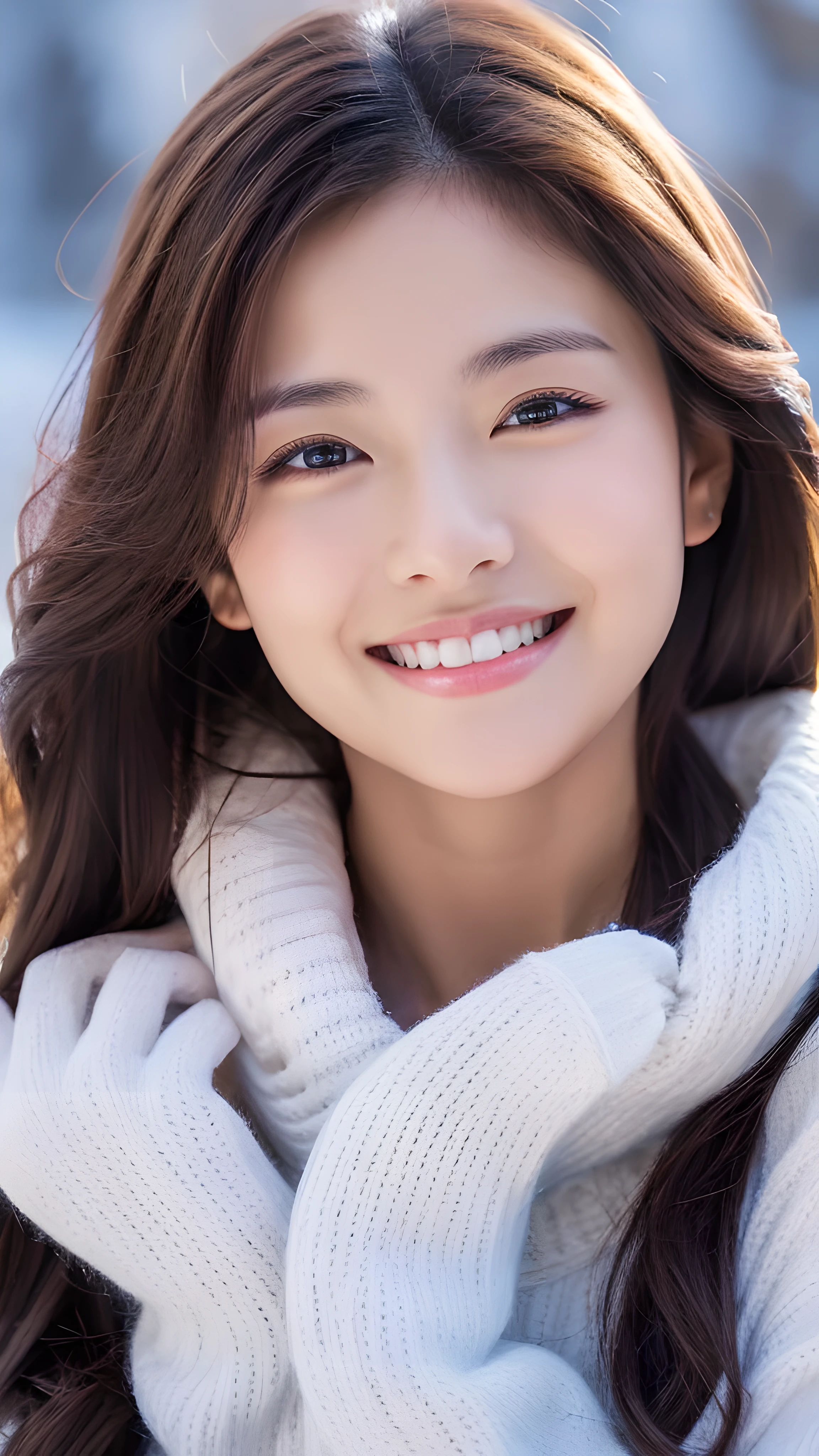 highest resolution, 4k, masterpiece: 1.3), japanese mature, women pictures, sexy: 1.1, fine eyes, slender body shape, realistic teeth, double eyelid, smile, whole body, highest quality, become familiar with, beauty, night, illumination, winter