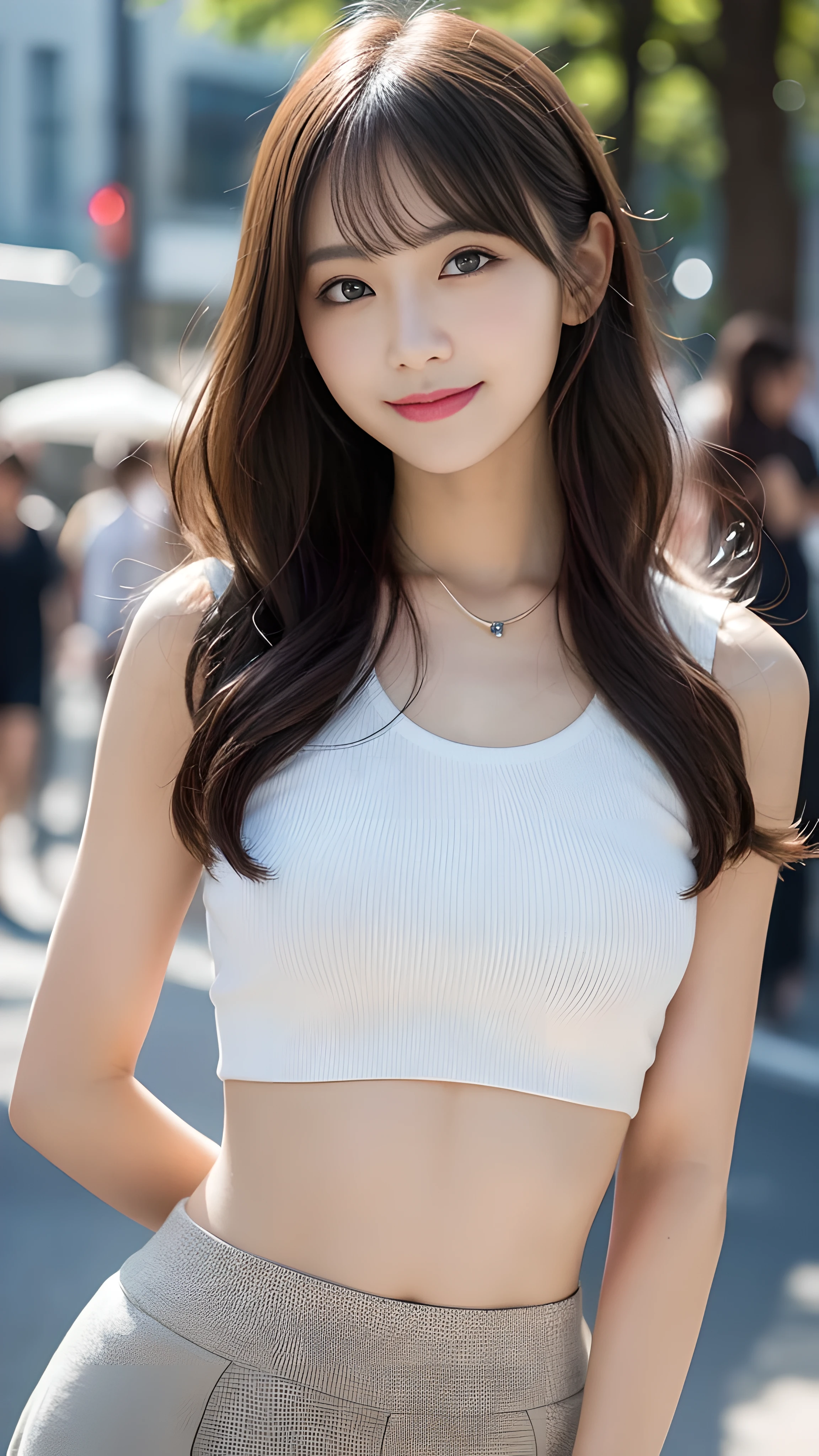 最high quality, shape, Super detailed, finely, High resolution, 8k wallpaper, 完璧なダイナミックな構shape, finelyて美しい目,wavy hair, natural color lip, bold sexy pose,笑face, 20 year old girl、cute、sexy shot looking at camera,Ultra-realistic raw photos, hostess'face、Clothes season is random, high quality、surreal、healthy、笑face、Slender perfect shape、beauty of japan、 necklace、perfect eyes beautiful skin、Upper body、The location is Shibuya, very thin waist, people々focus perfectly on, Hair color is random