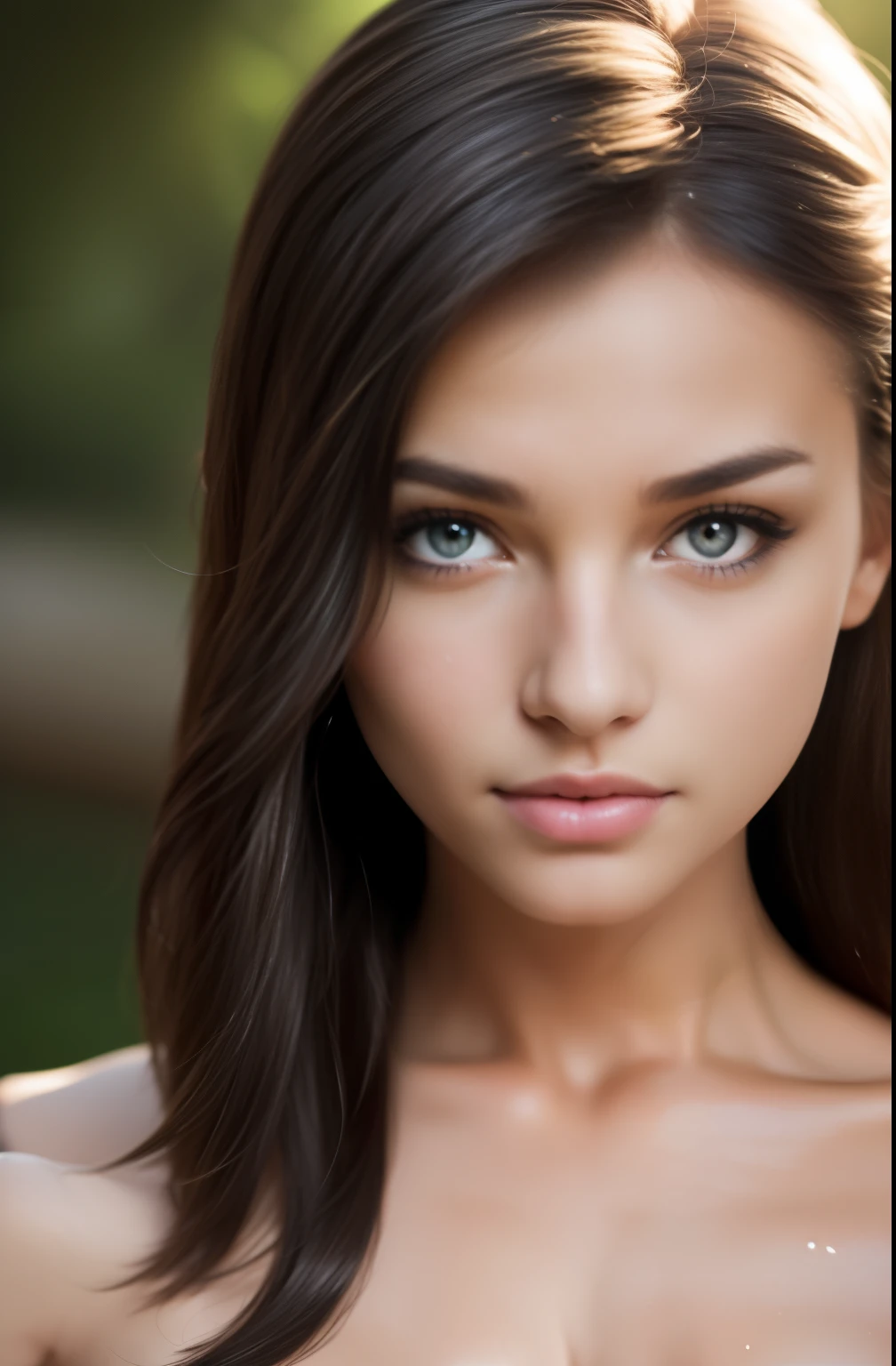 (Raw foto:1.2), (Photorealsitic:1.4), a beautiful detailed girl, extremely detailed eye and face, beatiful detailed eyes, Ridiculous, unbelievable Ridiculous, huge filesize, ultra-detailliert, hight resolution, ighly detailed, top-quality, ​masterpiece, Hyper High Detail, Cinematic lighting，From Side ,Modern， Full body like，refined face，kawaii faces，Skin reflection，25 years old female，slimfigure，A slender,cropped shoulders，Outside,((Woman in overalls)),wetted skin:1.5,Wheat-toned skin