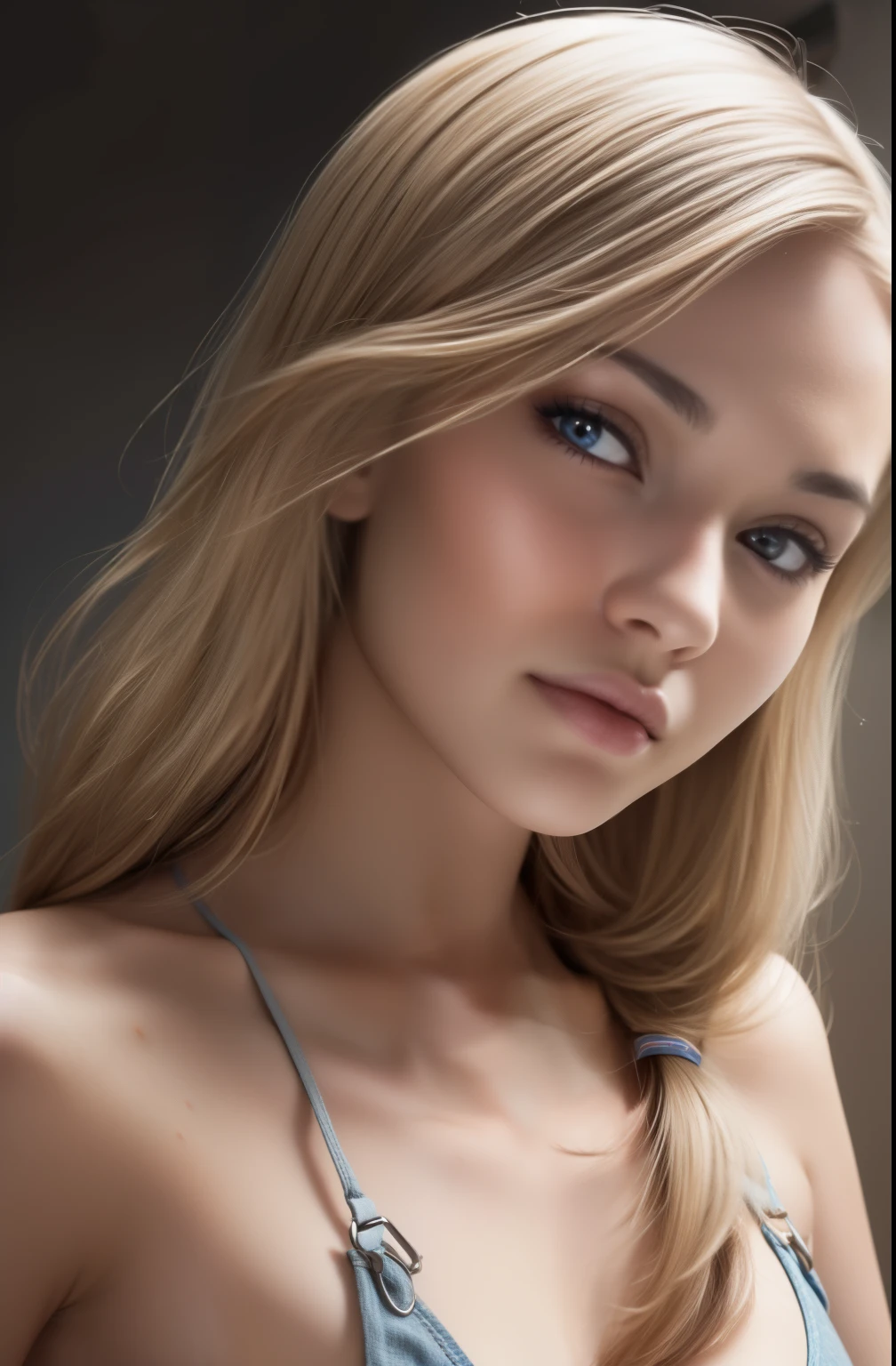 (Raw foto:1.2), (Photorealsitic:1.4), a beautiful detailed girl, extremely detailed eye and face, beatiful detailed eyes, Ridiculous, unbelievable Ridiculous, huge filesize, ultra-detailliert, hight resolution, ighly detailed, top-quality, ​masterpiece, Hyper High Detail, Cinematic lighting，From Side ,Modern， Full body like，refined face，kawaii faces，Skin reflection，25 years old female，slimfigure，A slender,cropped shoulders，Outside,((Woman in overalls)),wetted skin:1.5,Wheat-toned skin