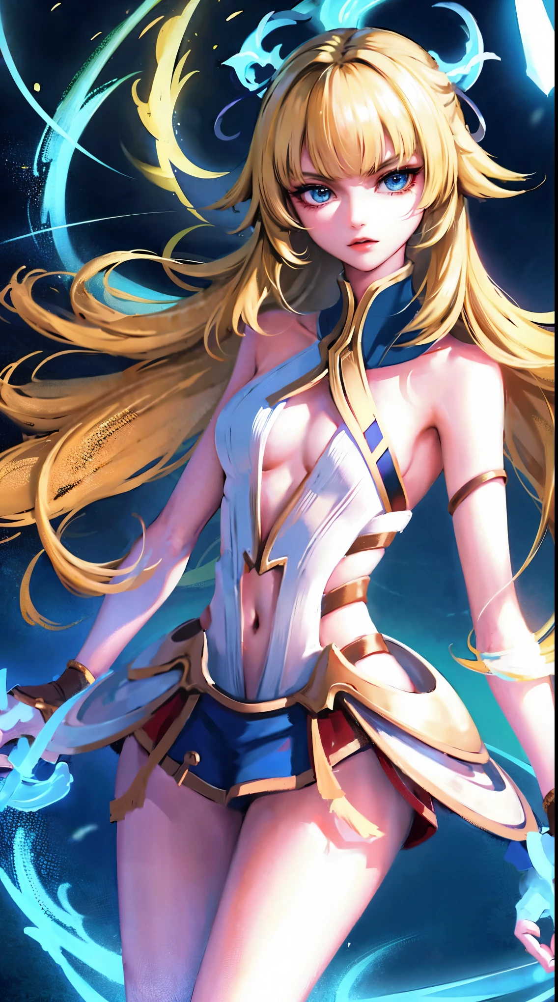Young girl, blonde hair, blue eyes, Aoi AOV, masterpiece, best quality, ultra HD, 8k