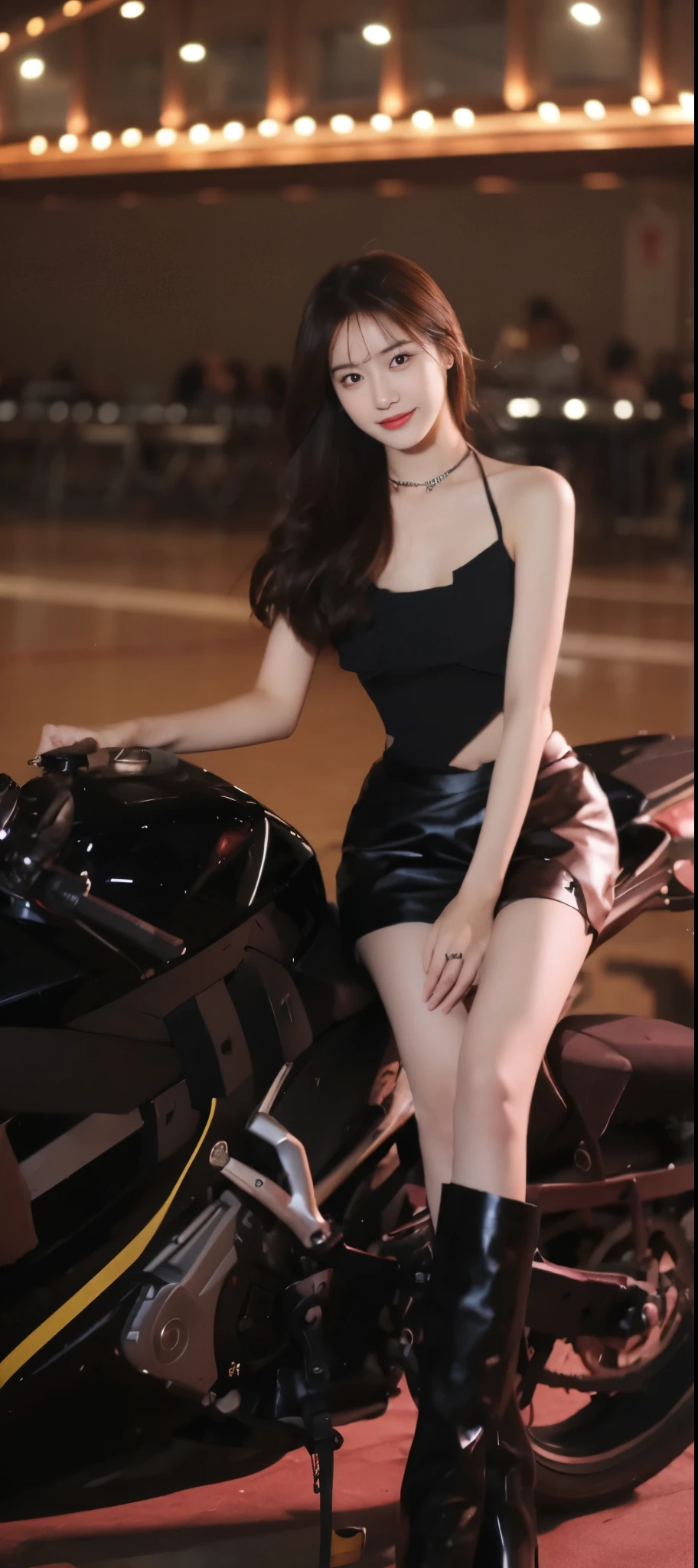((​Masterpiece, Top image quality, high resolution、alone、skin shiny))(on the table, best quality, actual, super detailed, meticulous, high resolution, 8k wallpaper), Close-up portrait of a beautiful woman, like, smiling, light brown messy hair, Perfect dynamic composition, 美丽meticulous的眼睛, Just like the cover of a fashion magazine, on campus，Gorgeous costumes，hot stamping clothing，