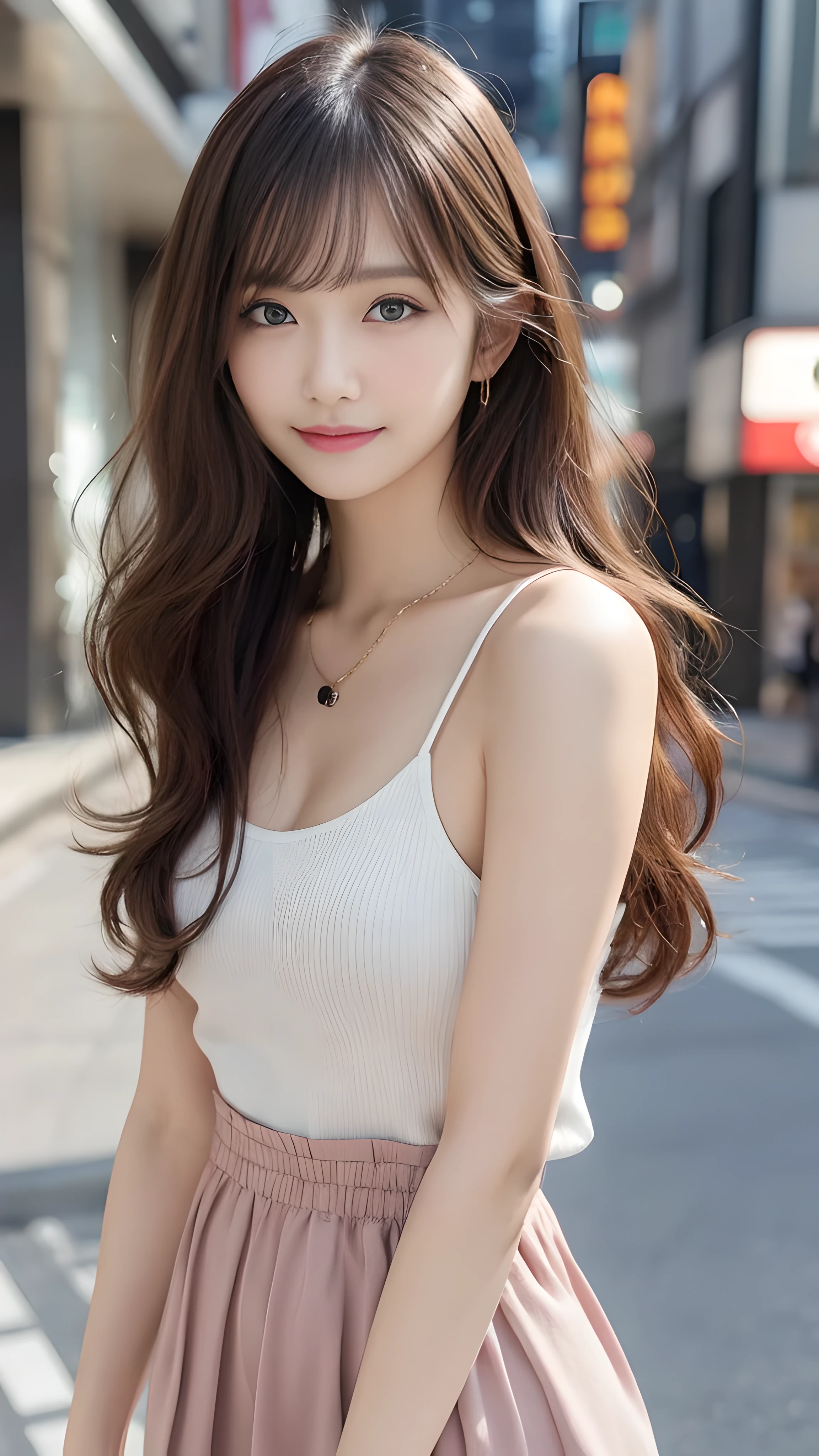 最high quality, shape, Super detailed, finely, High resolution, 8k wallpaper, 完璧なダイナミックな構shape, finelyて美しい目,wavy hair, natural color lip, bold sexy pose,笑face, 20 year old girl、cute、sexy shot looking at camera,Ultra-realistic raw photos, hostess&#39;face、Clothes season is random, high quality、surreal、healthy、笑face、Slender perfect shape、beauty of japan、 necklace、perfect eyes beautiful skin、Upper body、The location is Shibuya, very thin waist, people々focus perfectly on, Hair color is random