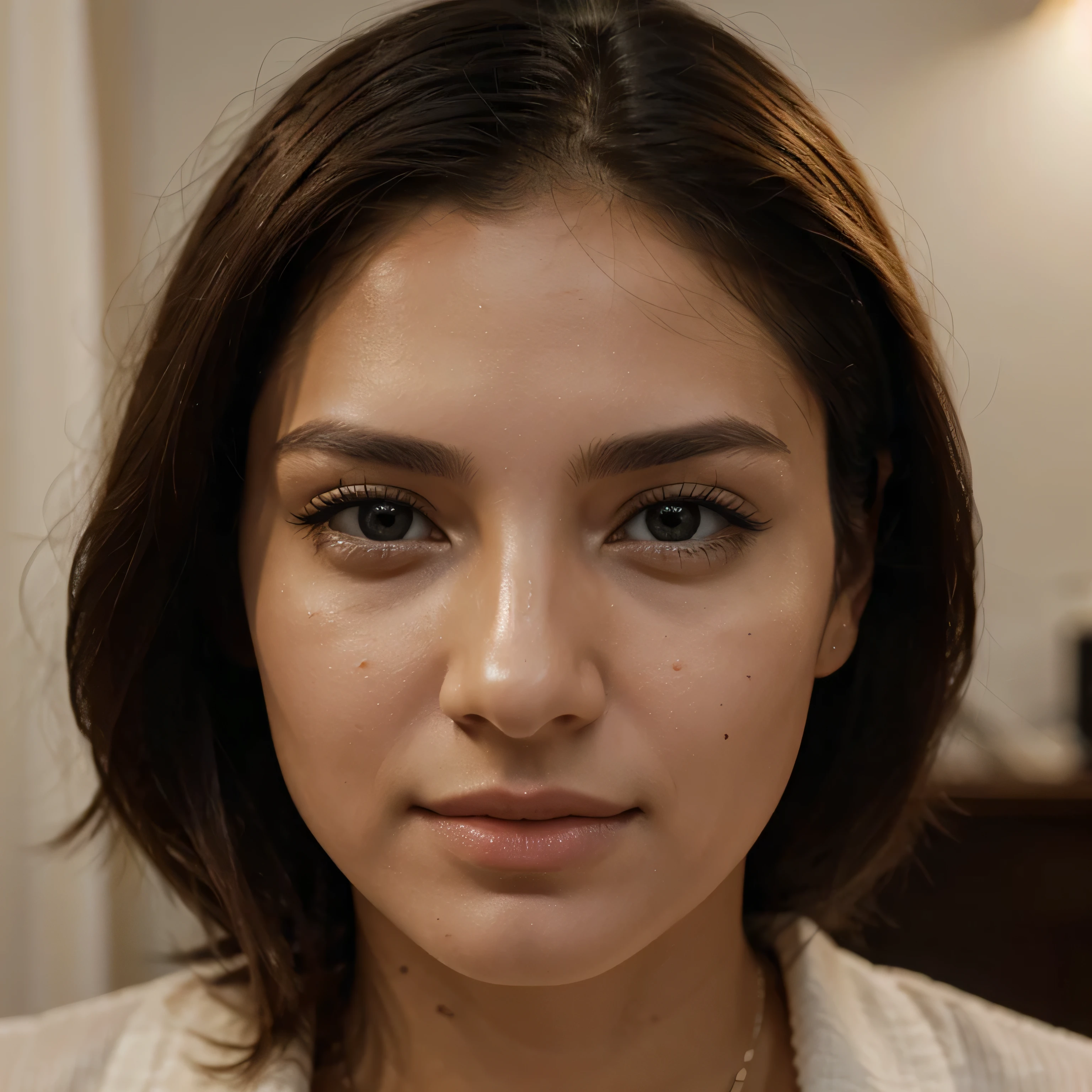 Phone photo of beauty modern Monalisa posted to reddit in 2023, Top Quality, Masterpiece, (Photorealistic Picture:1.3), Rim Lighting, (High Detail Skin:1.2), 8K UHD, DSLR, High Quality, High Resolution, 4K, 8K, Bokeh, Absurdity, Best Ratio Four Fingers and One Thumb, (Real:1.3, no hair on face, clear face, only face, look straight to camera, brown eyes, lips, realistic, nose)