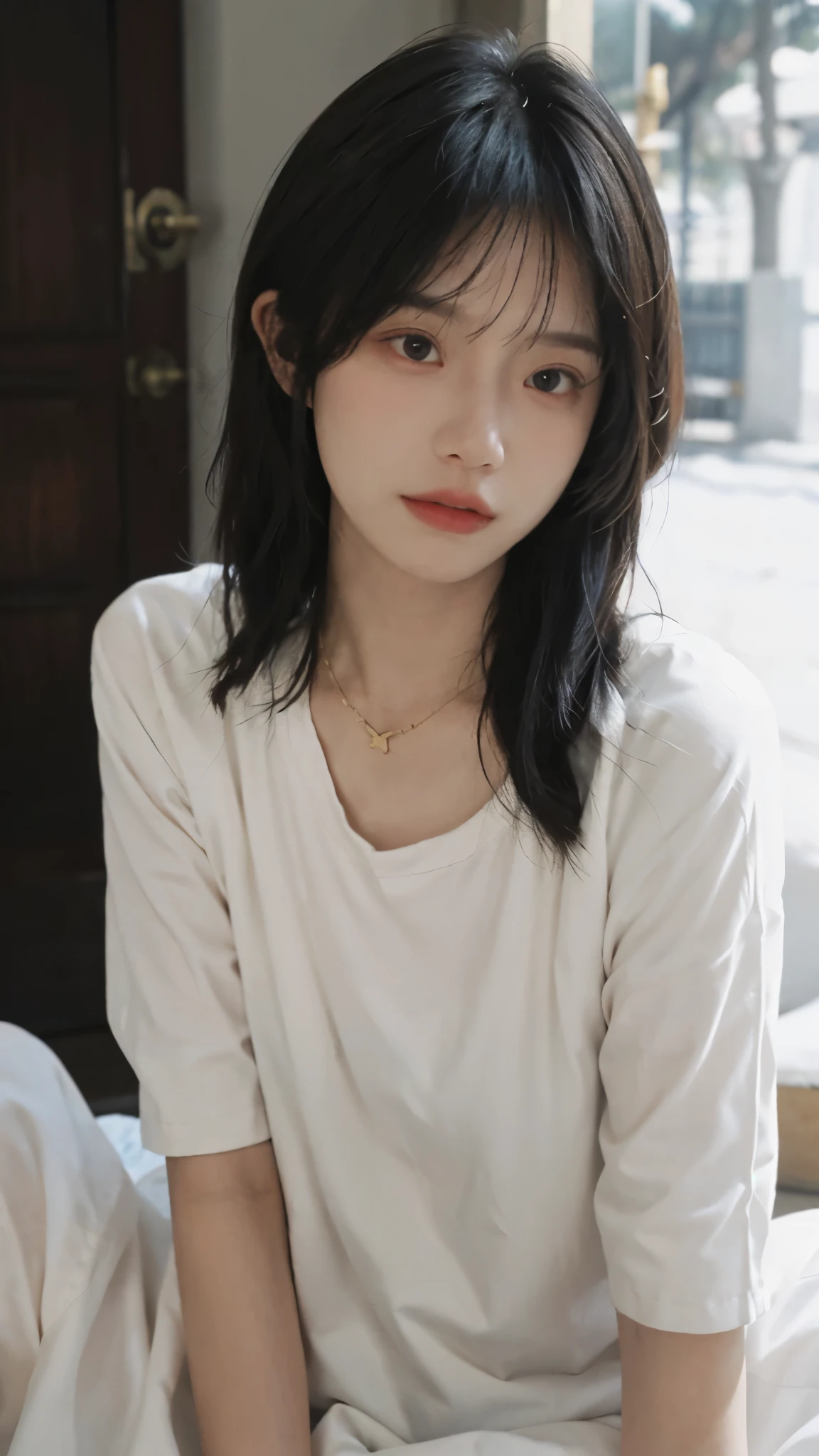 best quality, ultra high resolution, White background,(Upper body:1.4)(realistically:1.4), 2 girls, necklace,gold short sleeves,twin,A pair of eyes as clear as snow,Royal sister,girl,looking at the audience, Full body close-up ,