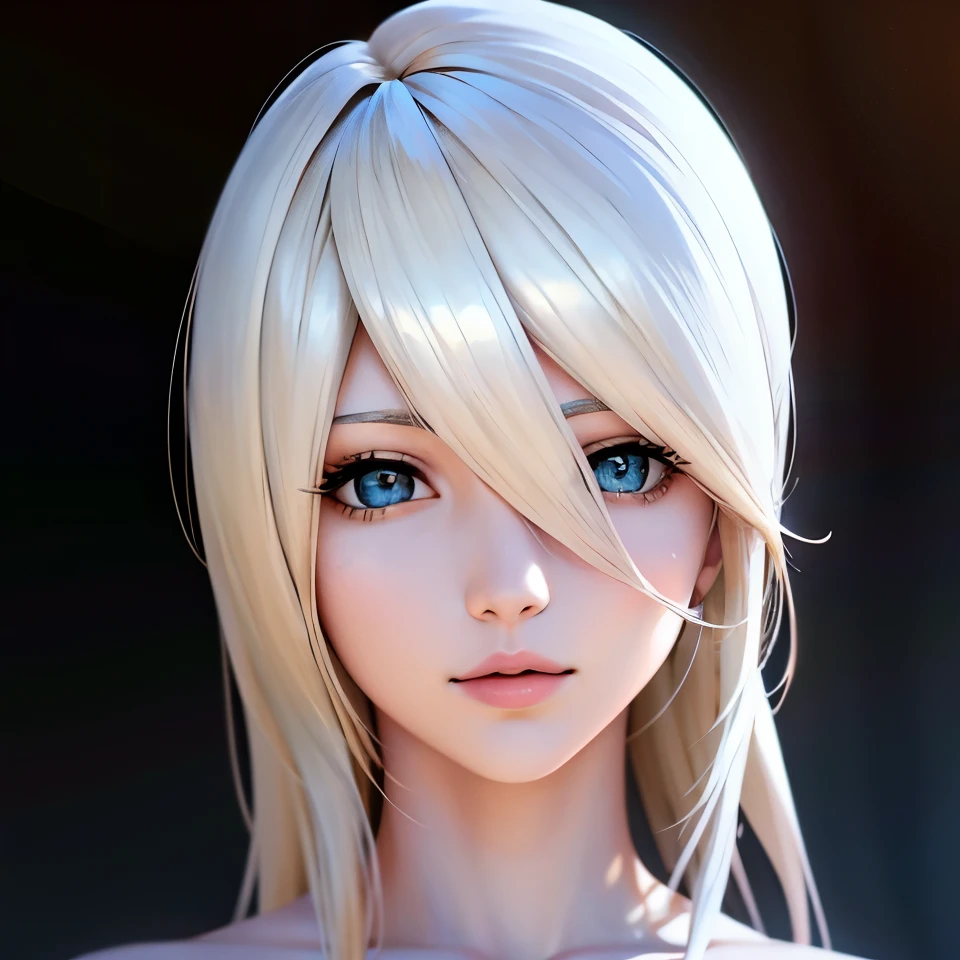 close-up de uma mulher com cabelos grisalhos e sufocada,  com cabelos grisalhos, tifa lockhart com cabelo branco, photorealistic rendering of anime girl, perfect cabelos brancos girl, cabelos brancos, jovem anime realista, Impressionante retrato de rosto de anime,  com cabelo branco curto, Cabelo branco, retrato detalhado de garota anime, arte cg de anime suave, anime 3d realista