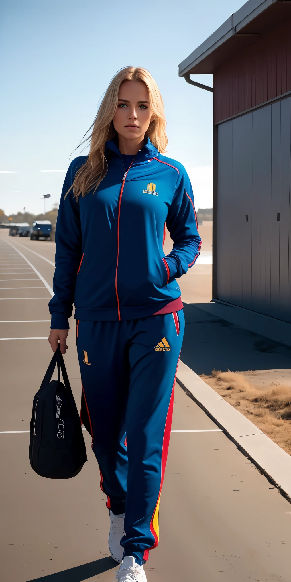 Beautiful mature Swedish college girl, Wearing a track suit, Outside track and field, ((Slim, )), photoactual, photo, masterpiece, actual, realism, photorealism, high contrast, photoactual digital art trending on Artstation 8k HD high definition detailed actual, detailed, Texture, hyper detailed, actual Texture, armature, best quality, 超high resolution, (photoactual:1.4),, high resolution, detailed, raw photo, Sharp Re, by lee jeffries nikon d850 film stock photograph 4 kodak portra 400 camera f1.6 lens rich colors hyper actual lifelike texture dramatic lighting unrealengine trending on artstation cinestill 800,