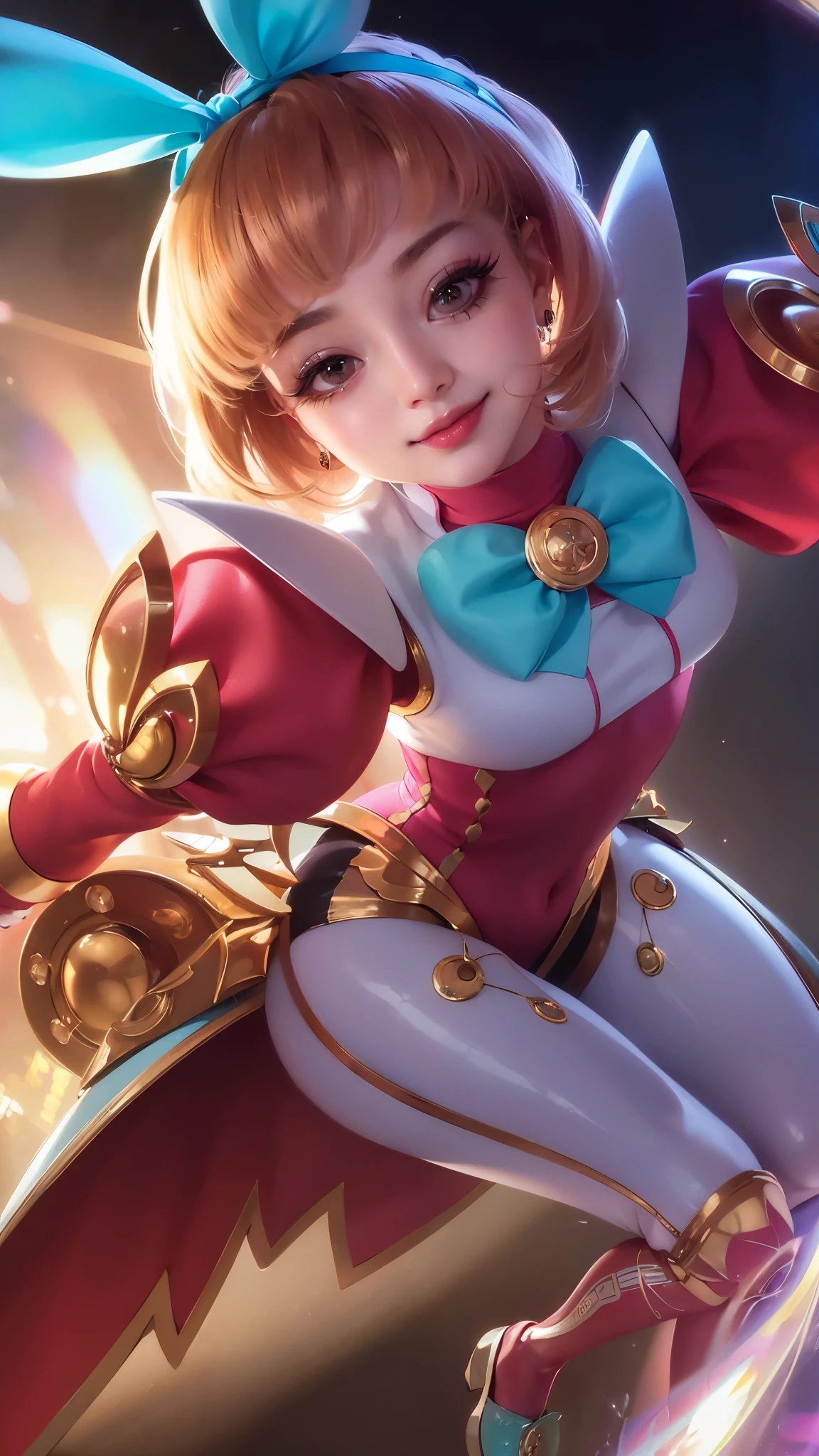 (8k, RAW photo, photorealistic:1.25) ,( lipgloss, eyelashes, gloss-face, glossy skin, best quality, ultra highres, depth of field, chromatic aberration, caustics, Broad lighting, natural shading,Kpop idol) looking at viewer with a serene and goddess-like happiness, smile.