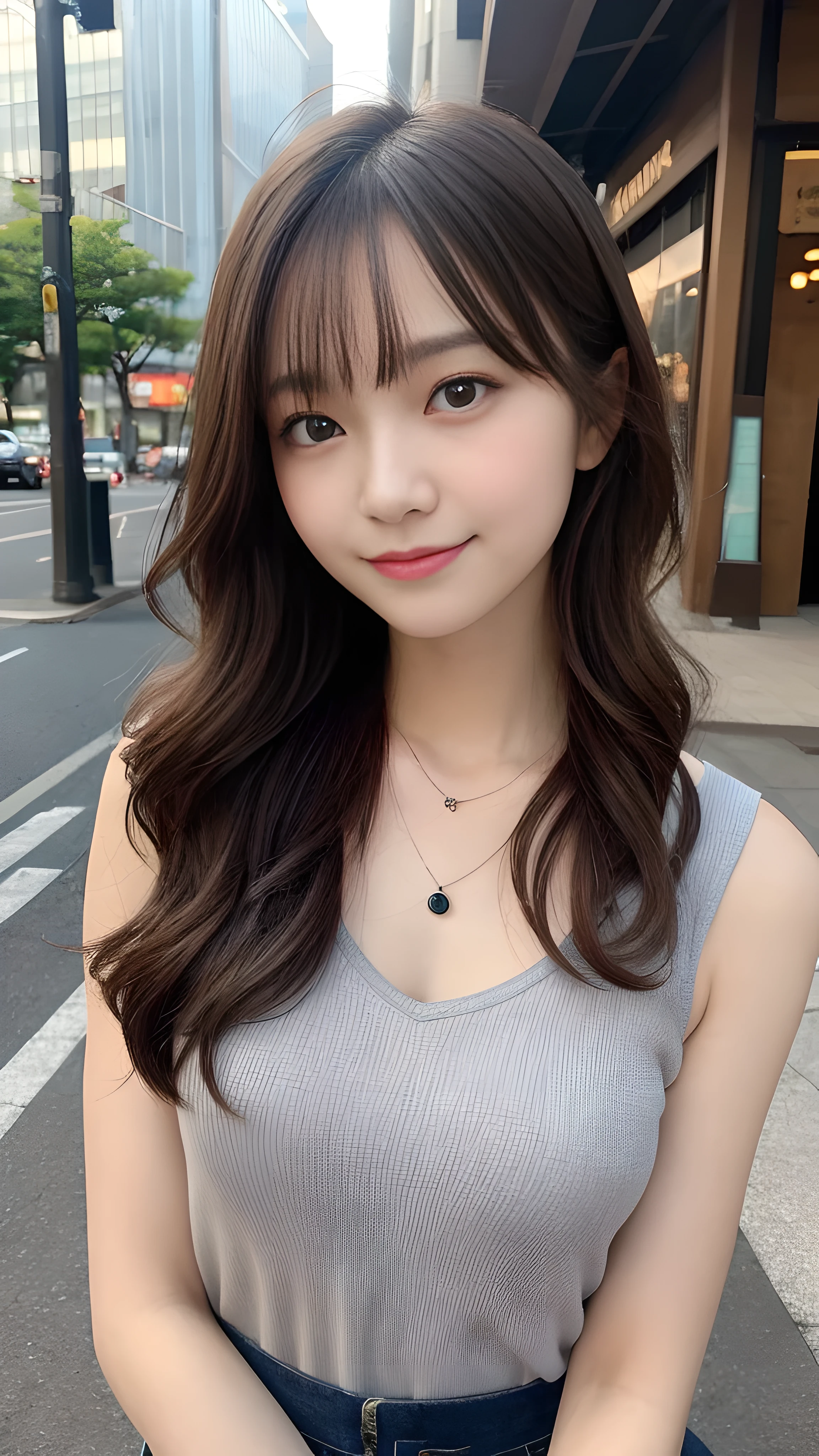 table top, 最high quality, shape, Super detailed, finely, High resolution, 8k wallpaper, 完璧なダイナミックな構shape, finelyて美しい目,wavy hair,、natural color lip, bold y pose,笑face, 20 year old girl、cute、sexhot looking at camera,Ultra-realistic raw photos, hostess'face、Clothes are random, high quality、surreal、healthy、笑face、Slender perfect shape、beauty of japan、 necklace、perfect eyes beautiful skin、Upper body、The location is Shibuya, very thin waist, people々focus perfectly on,