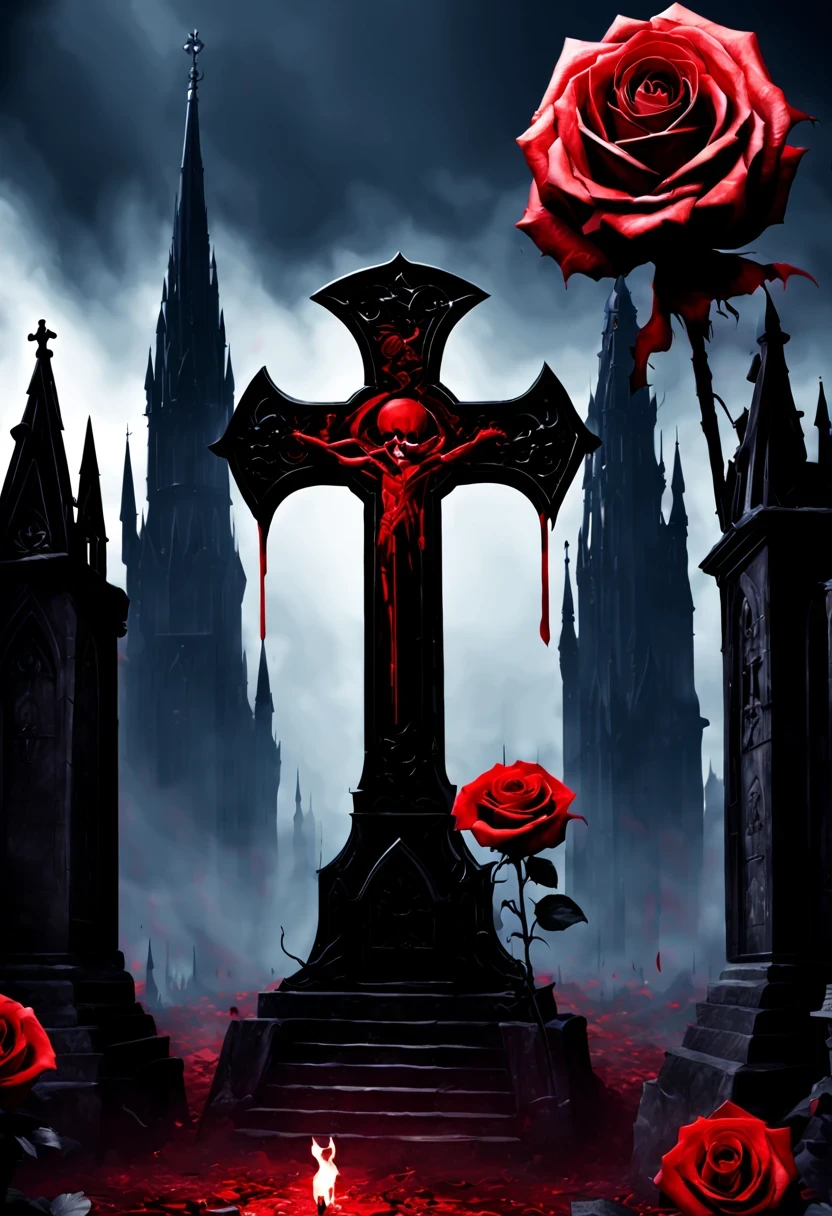 (Messenger from hell:1.4),cross,one个巨大的吸Blood鬼,View of sickle from below,hell,magma,flame,(紫色flame:1.3),There is fresh Blood on the ground,Blood pool,dripping Blood,Gothic aesthetics,one、Rose、castle、cross、Blood、churchyard,gothic style的神秘、solemn and profound,gothic style,gothic style蕾丝的衣服、象征浪漫的Rose、grave、吸Blood鬼、witch、ruins、gothic cathedral,Gothic symbols series