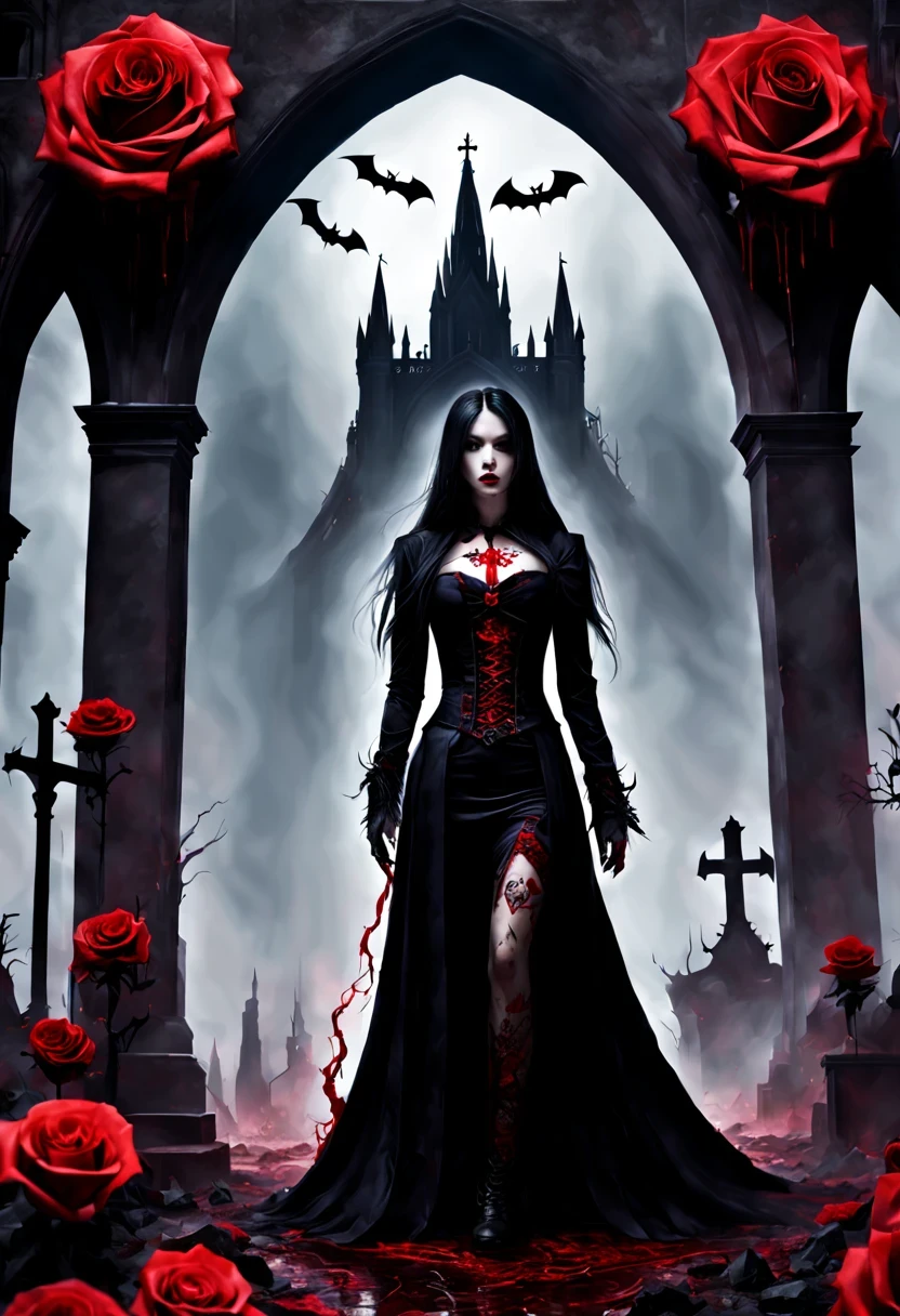 (Messenger from hell:1.4),cross,one个巨大的吸Blood鬼,View of sickle from below,hell,magma,flame,(紫色flame:1.3),There is fresh Blood on the ground,Blood pool,dripping Blood,Gothic aesthetics,one、Rose、castle、cross、Blood、churchyard,gothic style的神秘、solemn and profound,gothic style,gothic style蕾丝的衣服、象征浪漫的Rose、grave、吸Blood鬼、witch、ruins、gothic cathedral,Gothic symbols series