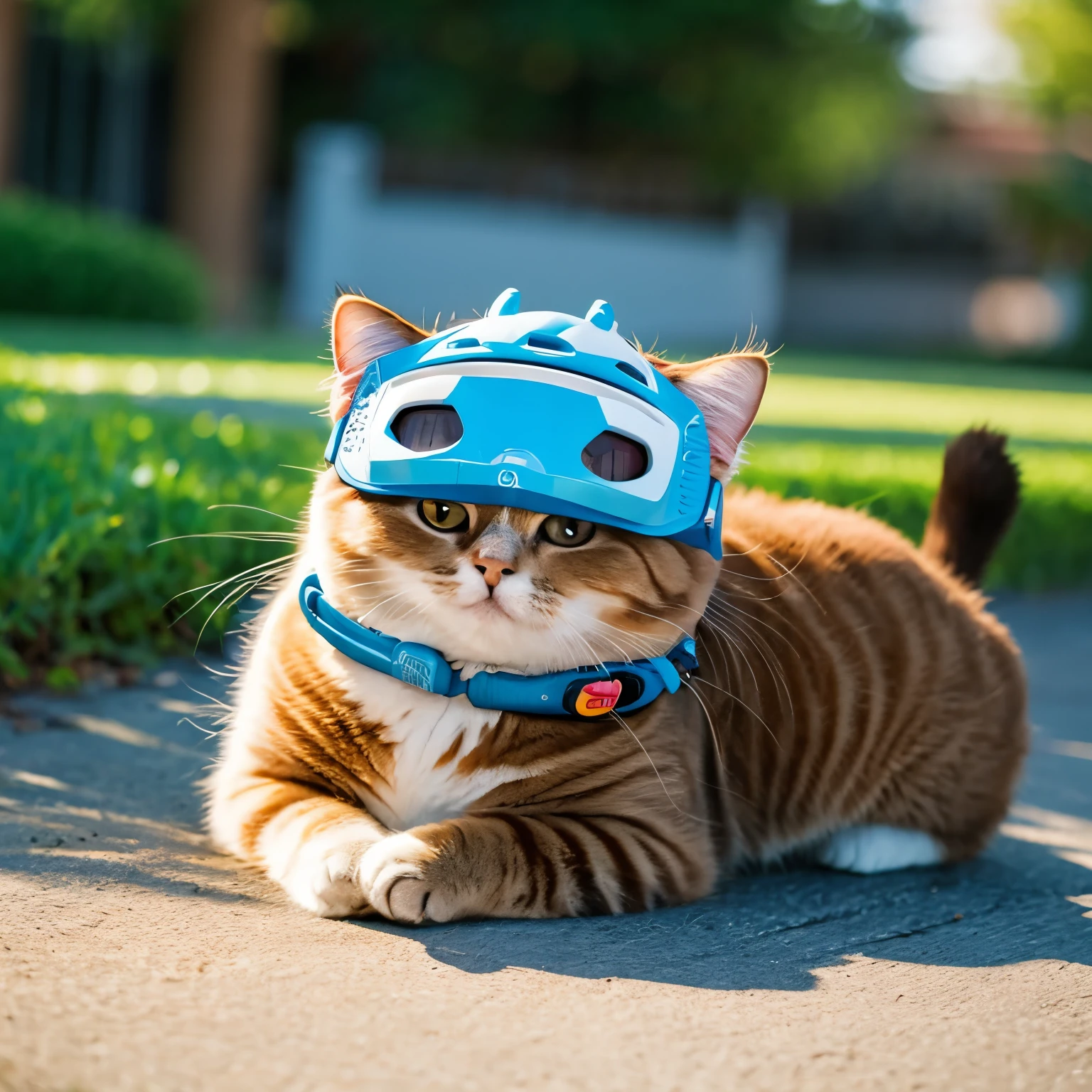 Fat cat wearing a hero mask