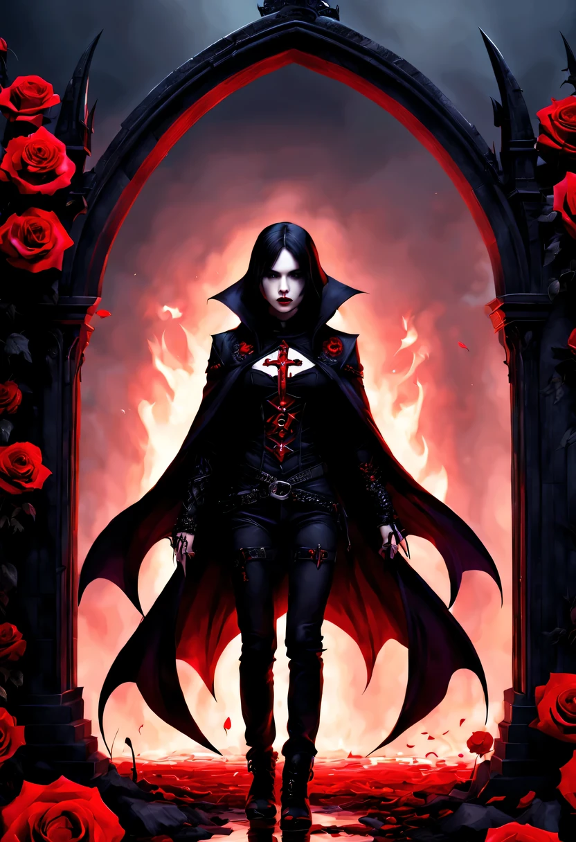 (Messenger from hell:1.4),cross,one个巨大的吸Blood鬼,View of sickle from below,hell,magma,flame,(紫色flame:1.3),There is fresh Blood on the ground,Blood pool,dripping Blood,Gothic aesthetics,one、Rose、castle、cross、Blood、churchyard,gothic style的神秘、solemn and profound,gothic style,gothic style蕾丝的衣服、象征浪漫的Rose、grave、吸Blood鬼、witch、ruins、gothic cathedral,Gothic symbols series