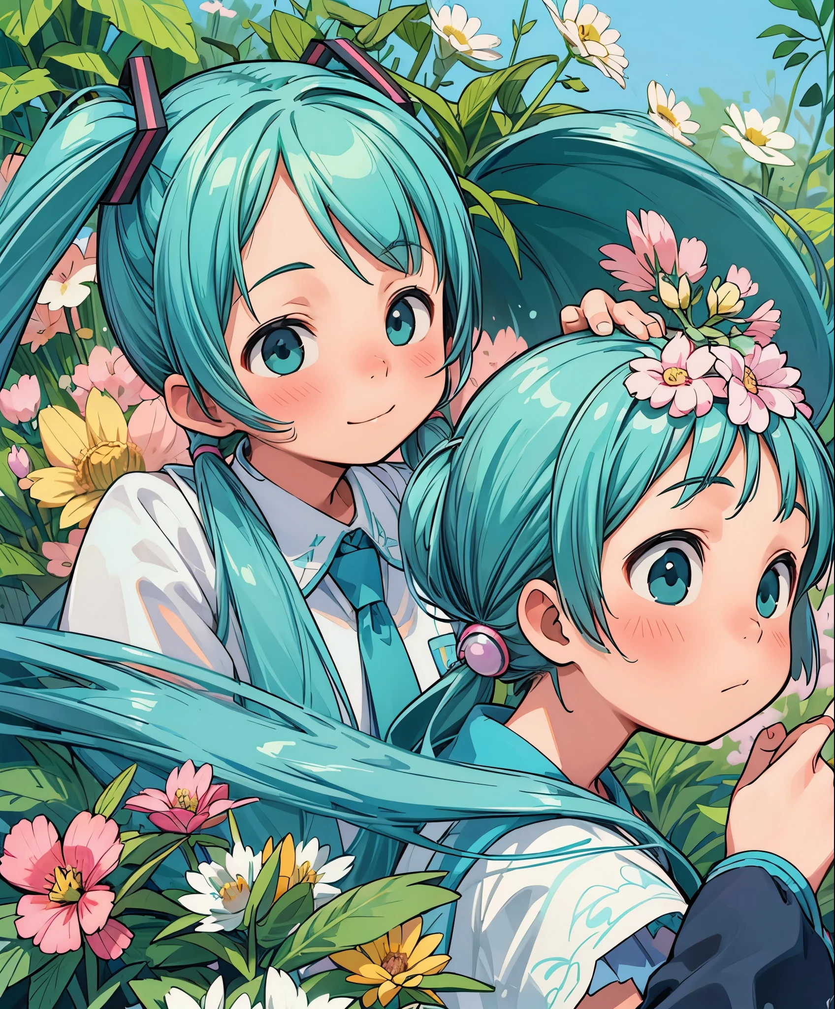 (masterpiece、最high quality、最high quality、official art、beautiful beautiful:1.2)、(1 girl:1.3)Hatsune Miku、twin tails,Haplogroup D1a1a1, high quality, masterpiece, portrait, 1 girl, , Hmong