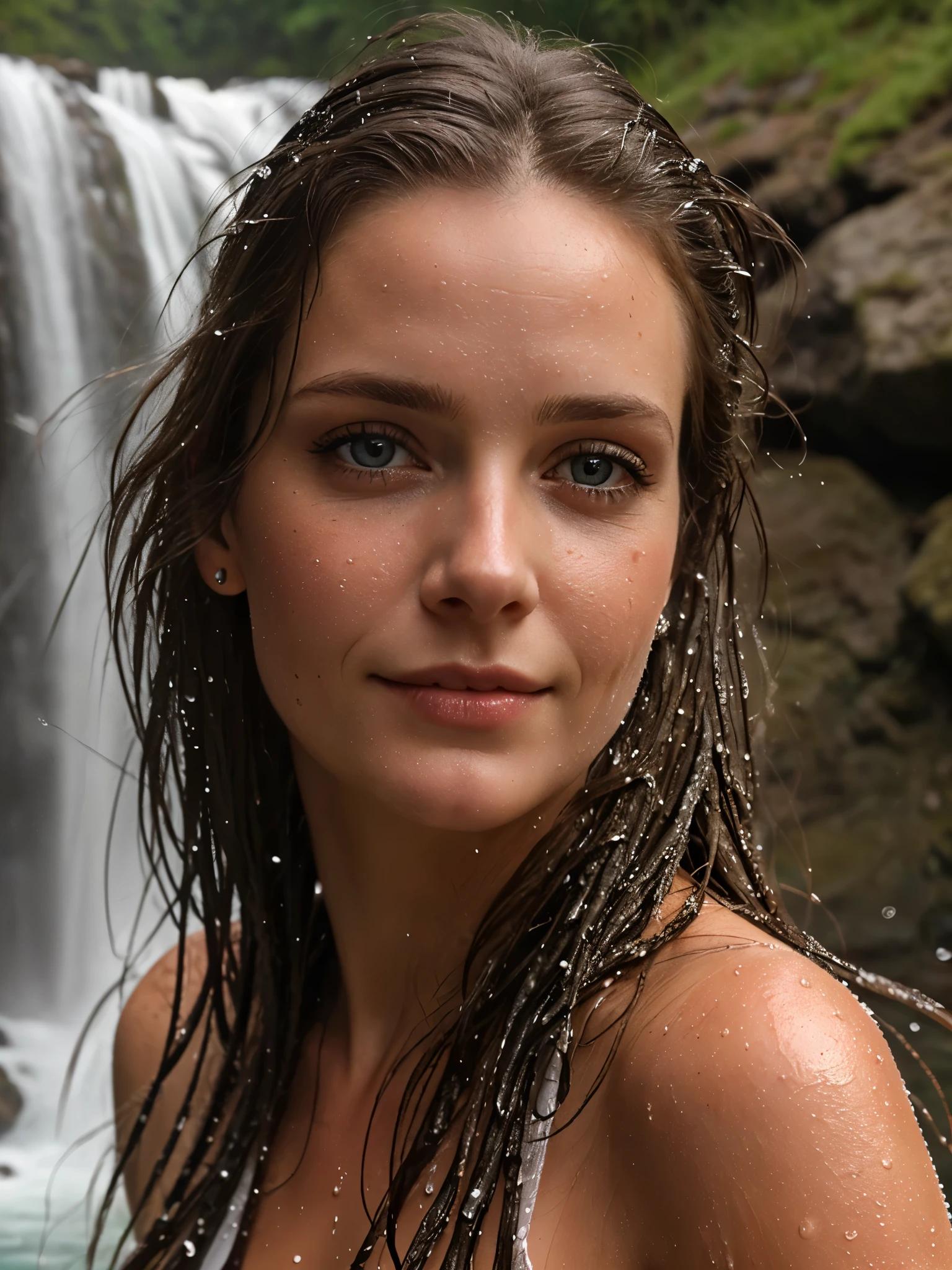 Hyper realistic and detailed full body photo of swedish women sitting Naked. it's raining. park. Wet hair. Perfect face. Sharp light. perfect eyes, (Eye makeup:1.1), (highly detailed skin:1.1), RAW, analog style, sharp focus, 8k UHD, DSLR, high quality, Fujifilm XT3, grain, award winning, masterpiece.
