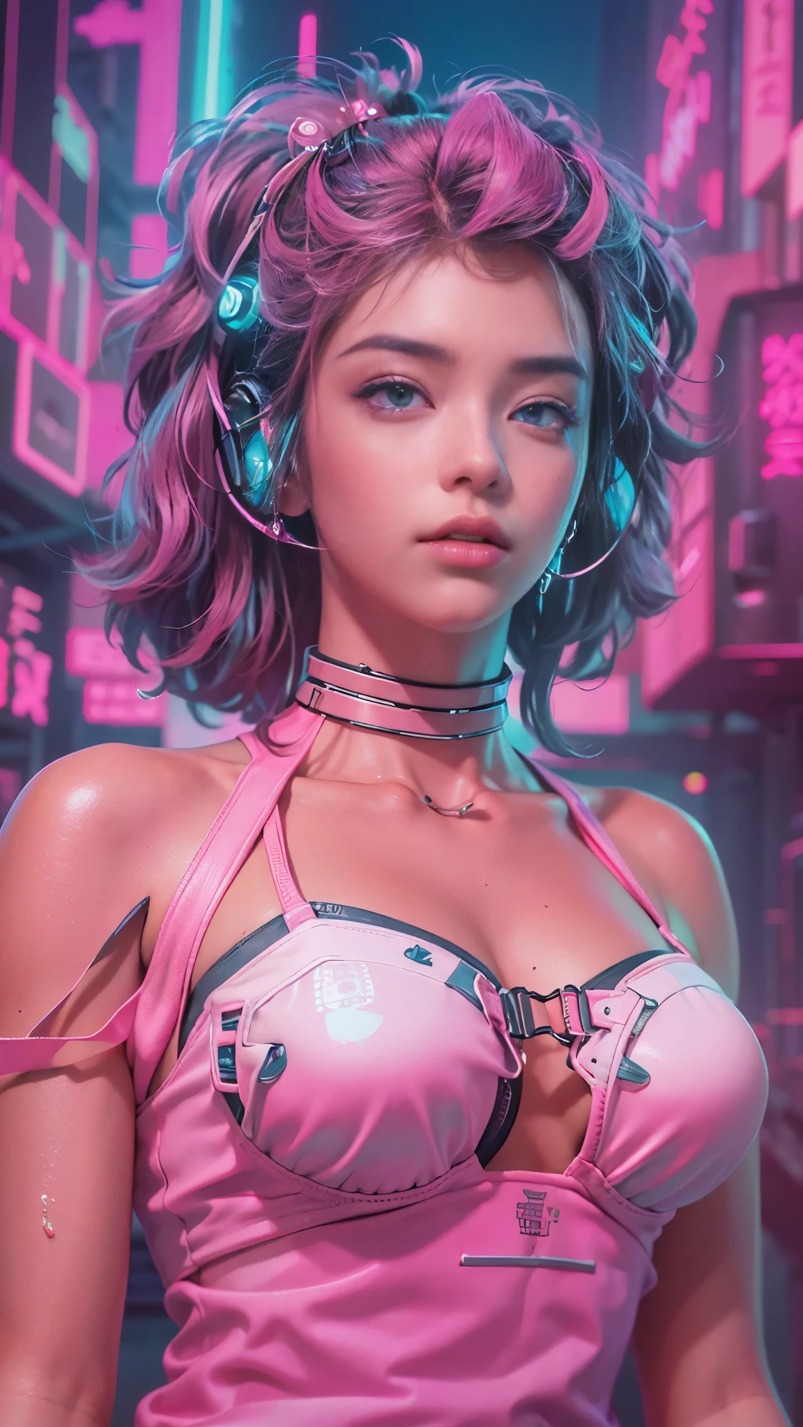 (best quality), ((masterpiece), (detailed: 1.4), 3d, Beautiful cyberpunk woman, high dynamic range (high dynamic range), Ray tracing, NVIDIA RTX, super resolution, Unreal 5, Close-up of screen,There's a cartoon of a woman on it, vaporwave art, vaporwave cartoon, vaporwave style, vaporwave!, vaporwave nostalgia, vaporwave style masterpiece, maximalist vaporwave, vaporwave, cyberpunk vaporwave, very vaporwave, vaporwave aesthetics, vaporwave aesthetic, vaporwave pallette, vaporwave sci - fi, ((fluorescent pink image)), retro, future,