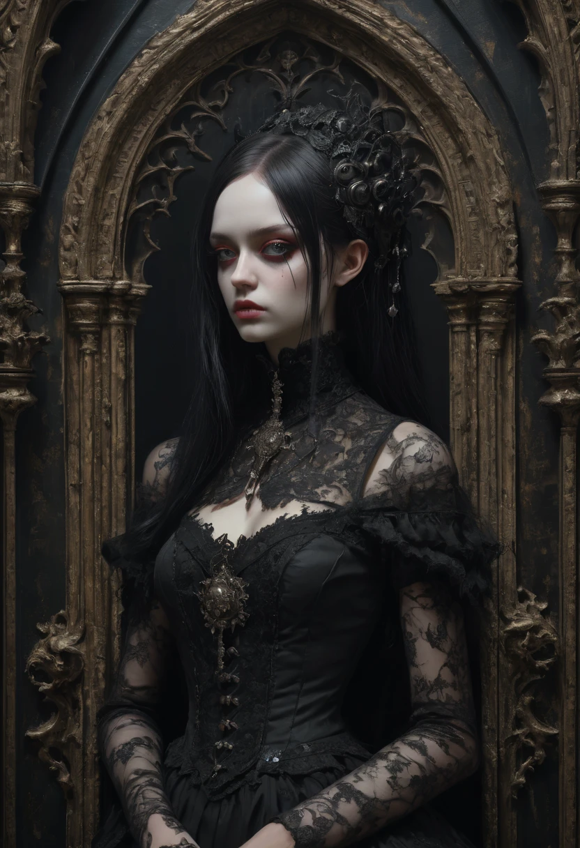 gothic aesthetic by ashley_wood, best quality, masterpiece, Ultra intricate detail, 8k