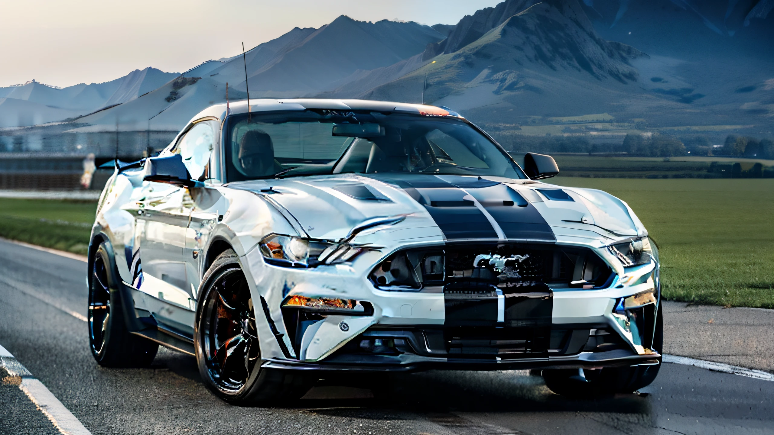 best quality，masterpiece，ford，mustang，lying low