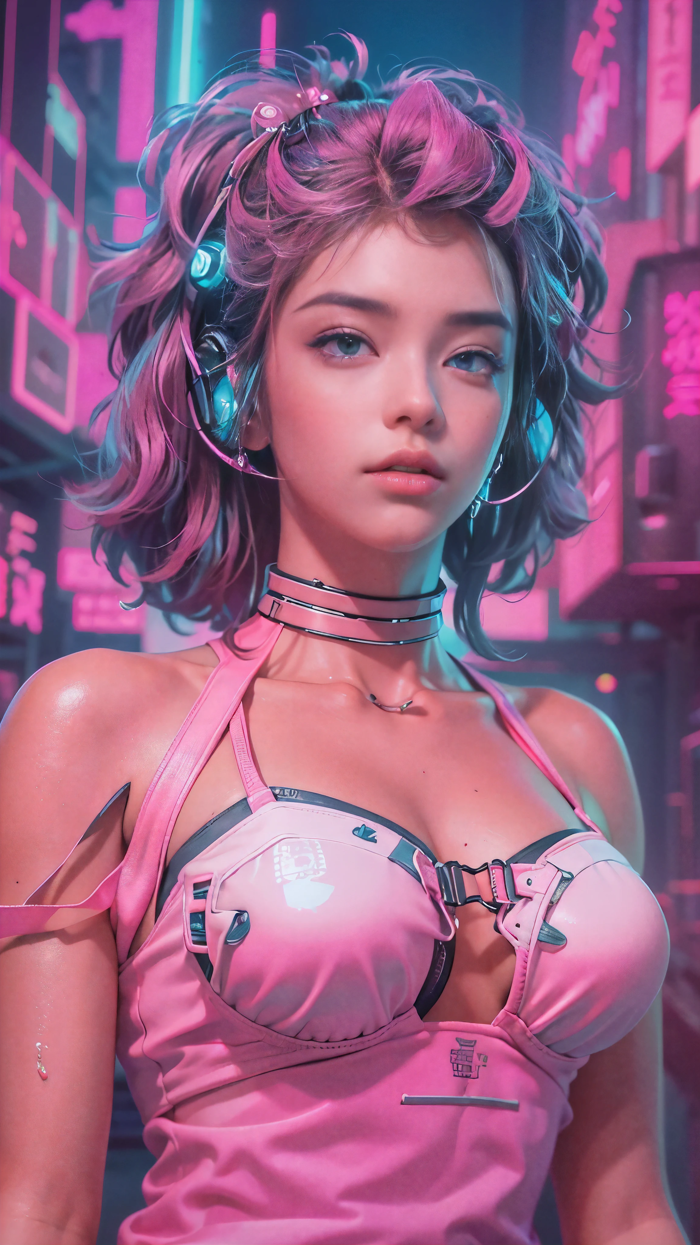 (best quality), ((masterpiece), (detailed: 1.4), 3d, Beautiful cyberpunk woman, high dynamic range (high dynamic range), Ray tracing, NVIDIA RTX, super resolution, Unreal 5, Screen close-up，There&#39;There is a cartoon of a woman on it, vaporwave art, vaporwave cartoon, vaporwave style, vaporwave!, vaporwave nostalgia, vaporwave style masterpiece, maximalist vaporwave, vaporwave, cyberpunk vaporwave, very vaporwave, vaporwave aesthetics, vaporwave aesthetic, vaporwave pallette, vaporwave sci - fi, ((fluorescent pink image)), retro, future, 