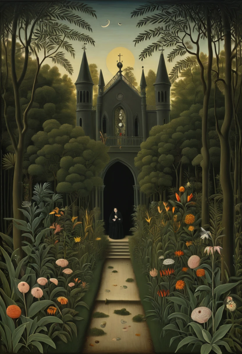 gothic aesthetic by Henri Julien Félix Rousseau, best quality, masterpiece, Ultra intricate detail, 8k