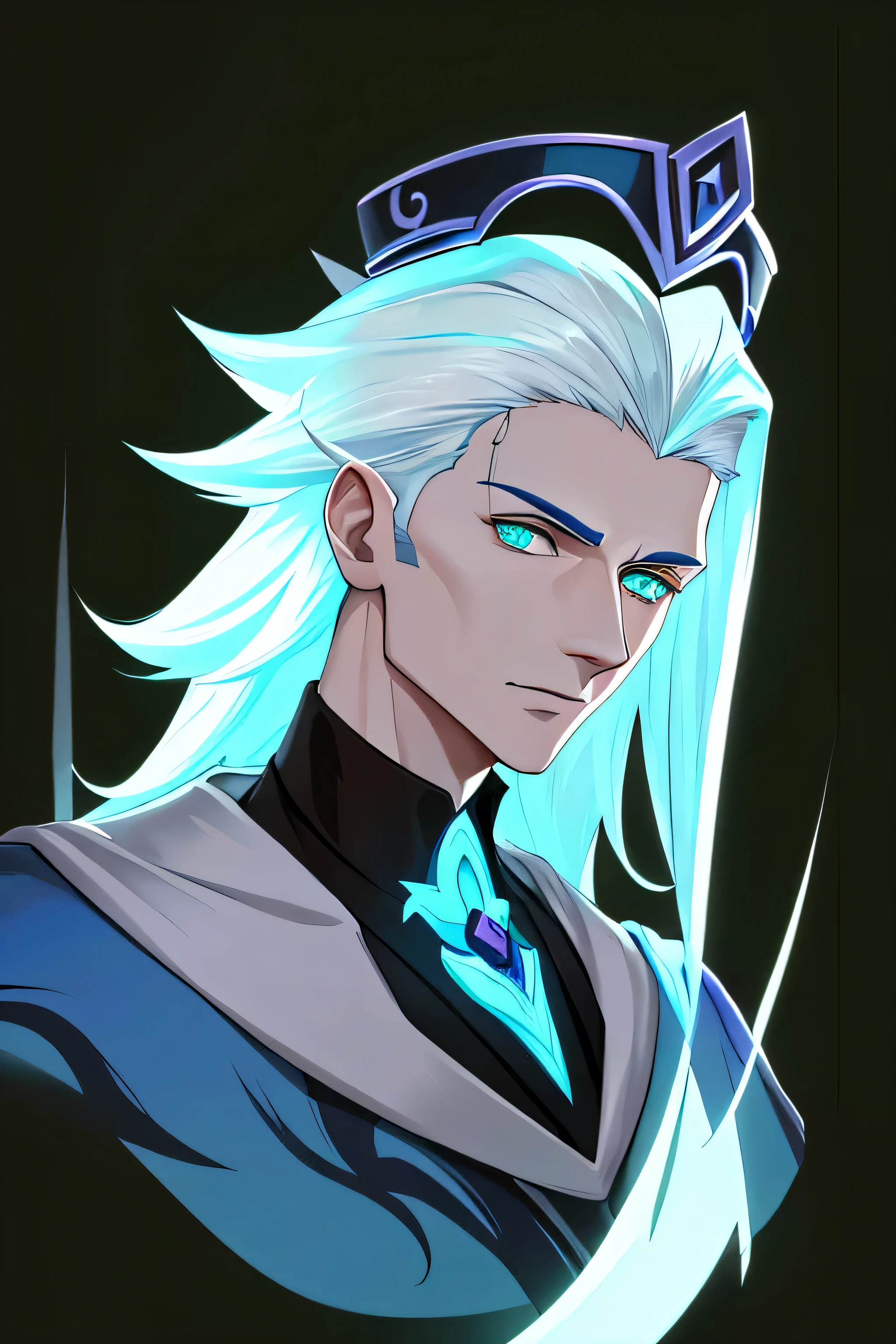 a close up of a cartoon character with a white hair, sage ( valorant ), style of duelyst, painted in the style arcane, valorant character, portrait of the old necromancer, amazing portrait of viego, xqc, omen from valorant, valorant style, avatar image, discord profile picture, unknown artstyle