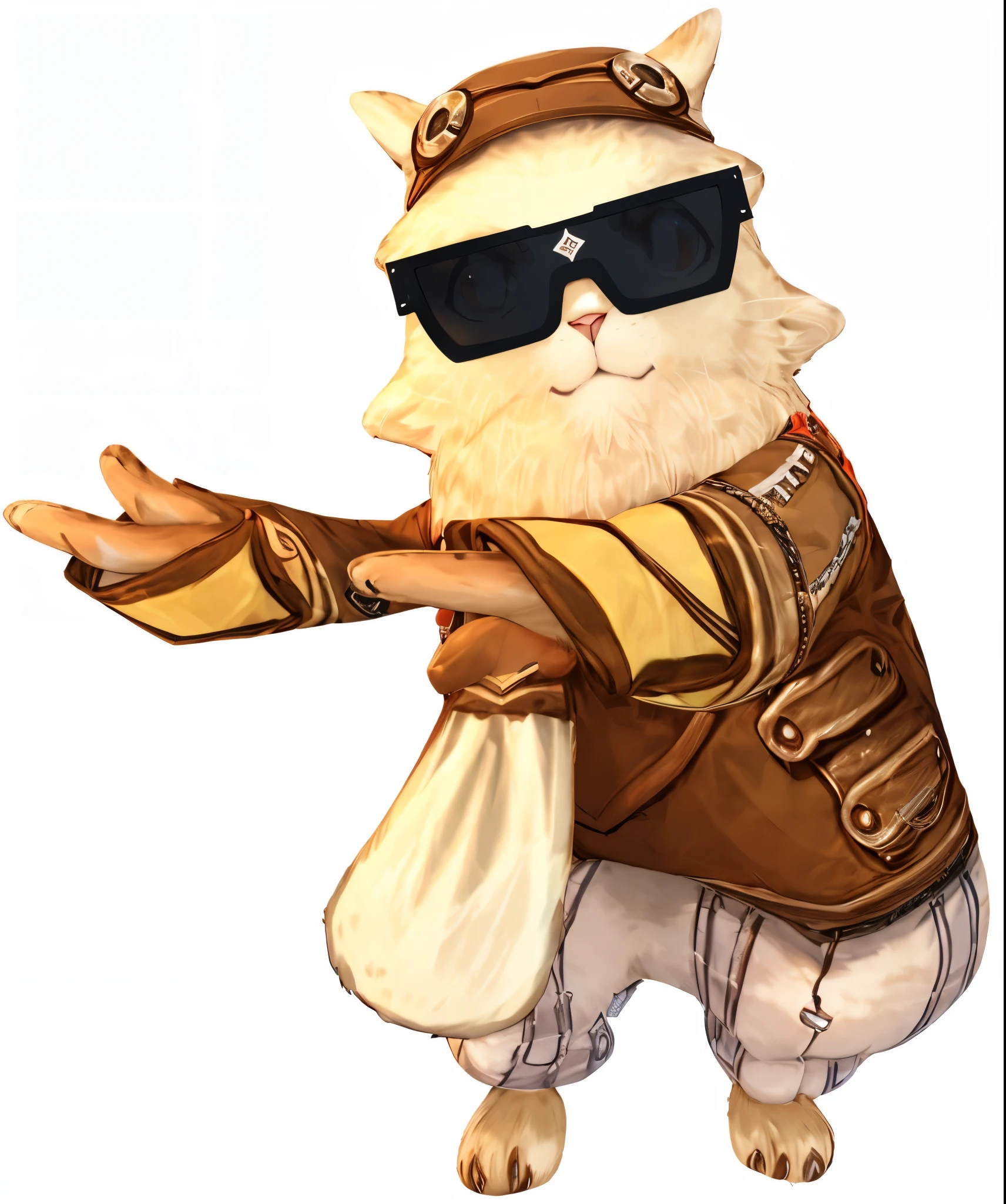 cartoon cat in a pilot suit and sunglasses with outstretched arms, Rabbt_nature, Fursona in stylish clothes, teemo, resistance, anthropomorphic cat ninja, Monk Tabaxi, teemo from league of legends, furry nature, official nature art, fursona art, resistance art, nature art of maple story, fluffy furafiniti