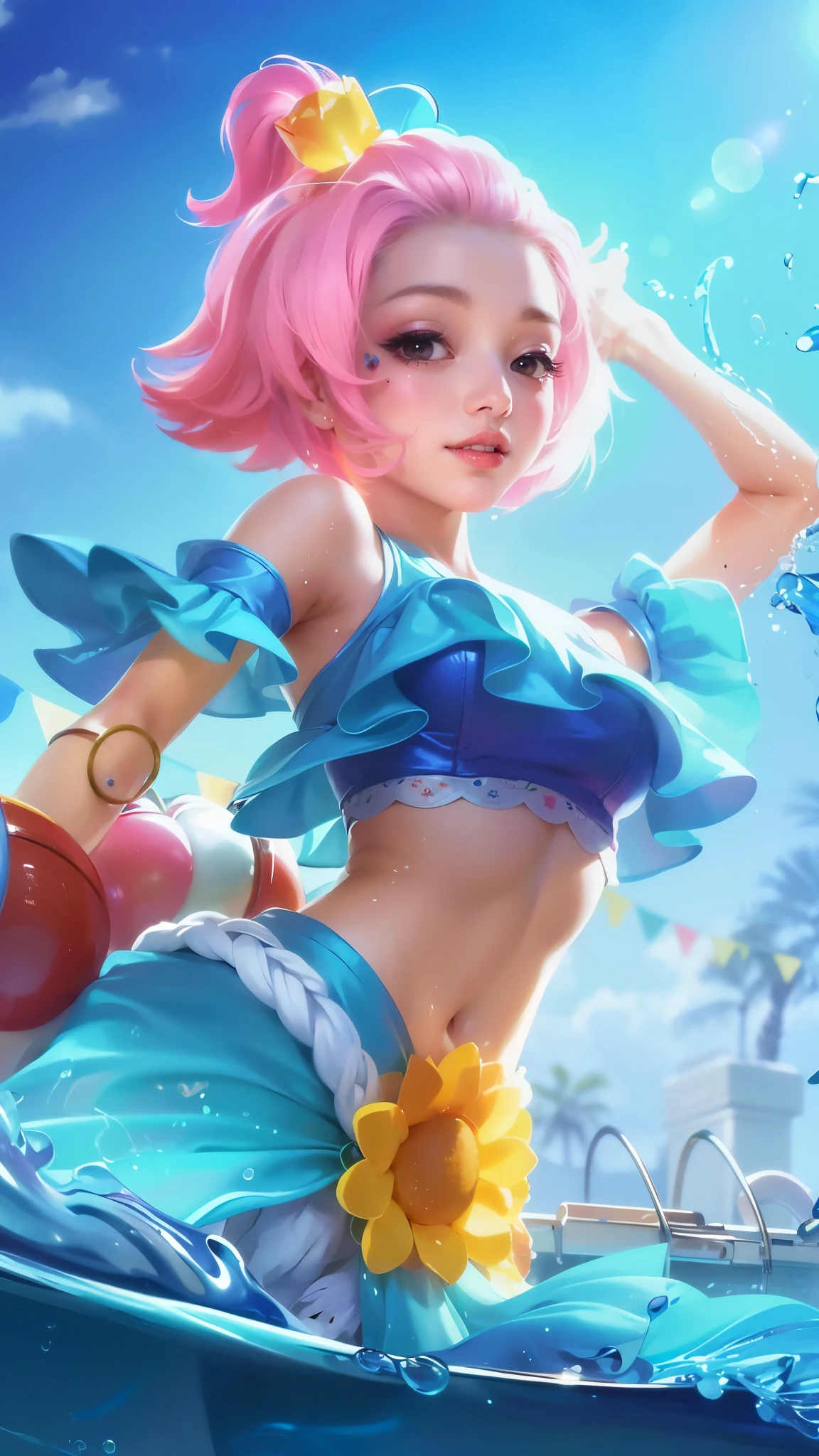 (8k, RAW photo, photorealistic:1.25) ,( lipgloss, eyelashes, gloss-face, glossy skin, best quality, ultra highres, depth of field, chromatic aberration, caustics, Broad lighting, natural shading, looking at viewer with a serene and goddess-like happiness, smile, cute face.