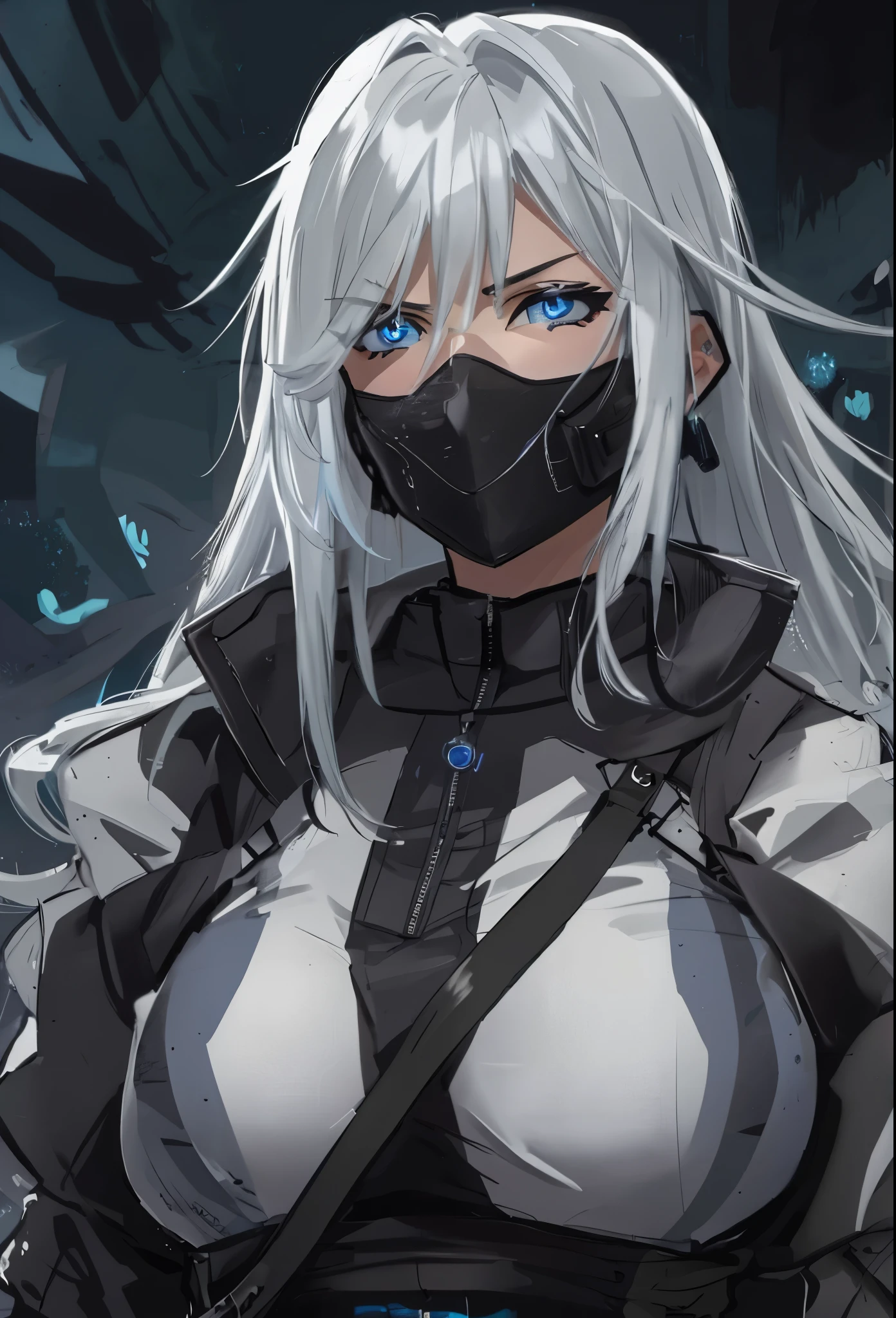 She has blue fire eyes, angry