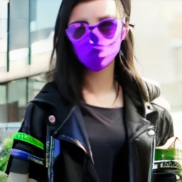 a woman wearing a black mask and glasses standing in front of a green wall, wearing all black mempo mask, photograph of a techwear woman, iu lee ji-eun as a super villain, wearing cyberpunk streetwear, cyberpunk eye wear, park shin hye as a super villain, see through glass hologram mask, wearing japanese techwear, all black cyberpunk clothes