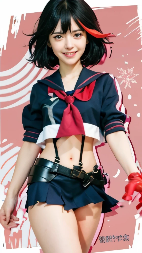 a close up of a person in a uniform with gloves, attractive matoi ryuko, fubuki, gapmoe yandere, yandere, ryuko matoi, yandere. tall, kantai collection style, ecchi anime style, sailor uniform, kill la kill illustration, gapmoe yandere grimdark, yuyushiki, marin kitagawa fanart