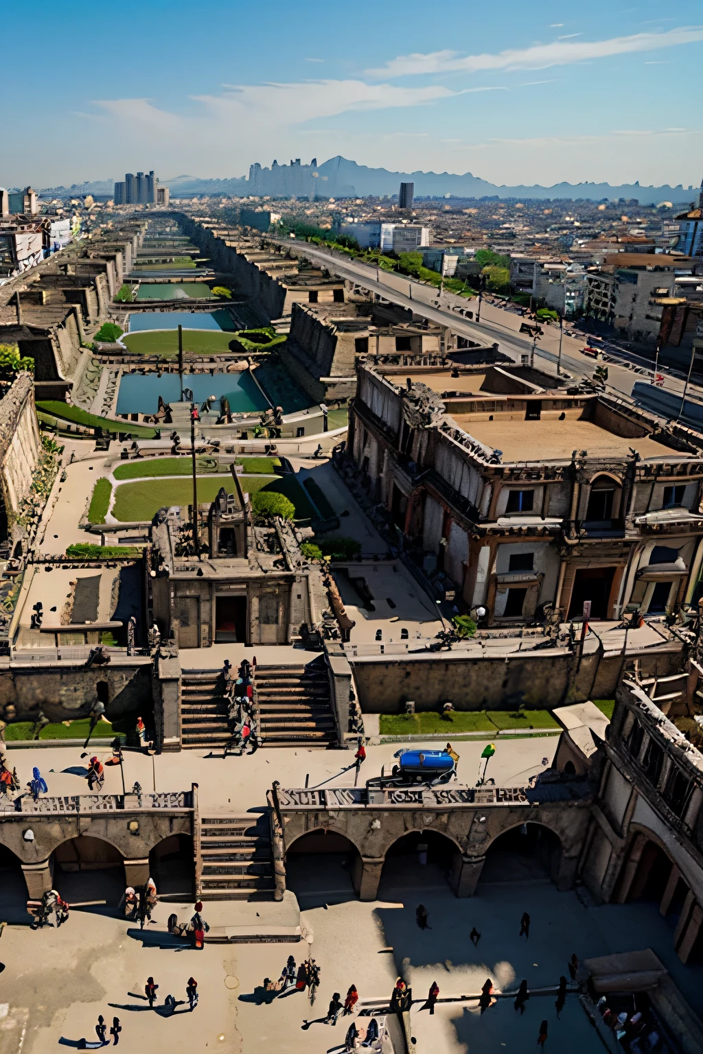 The Spanish beginning to rebuild the city of Tenochtitlan.