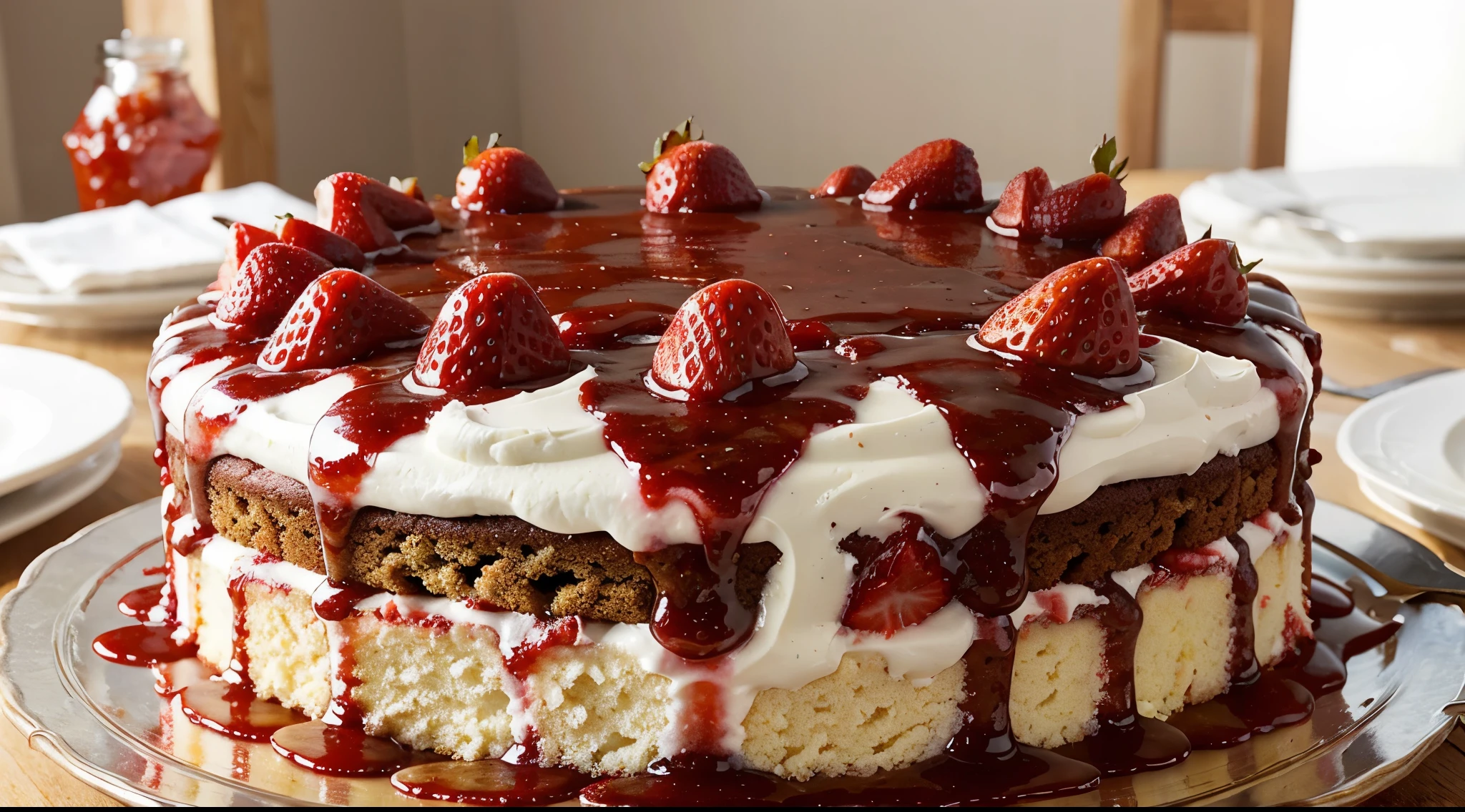 Amazing cake with strawberry jam