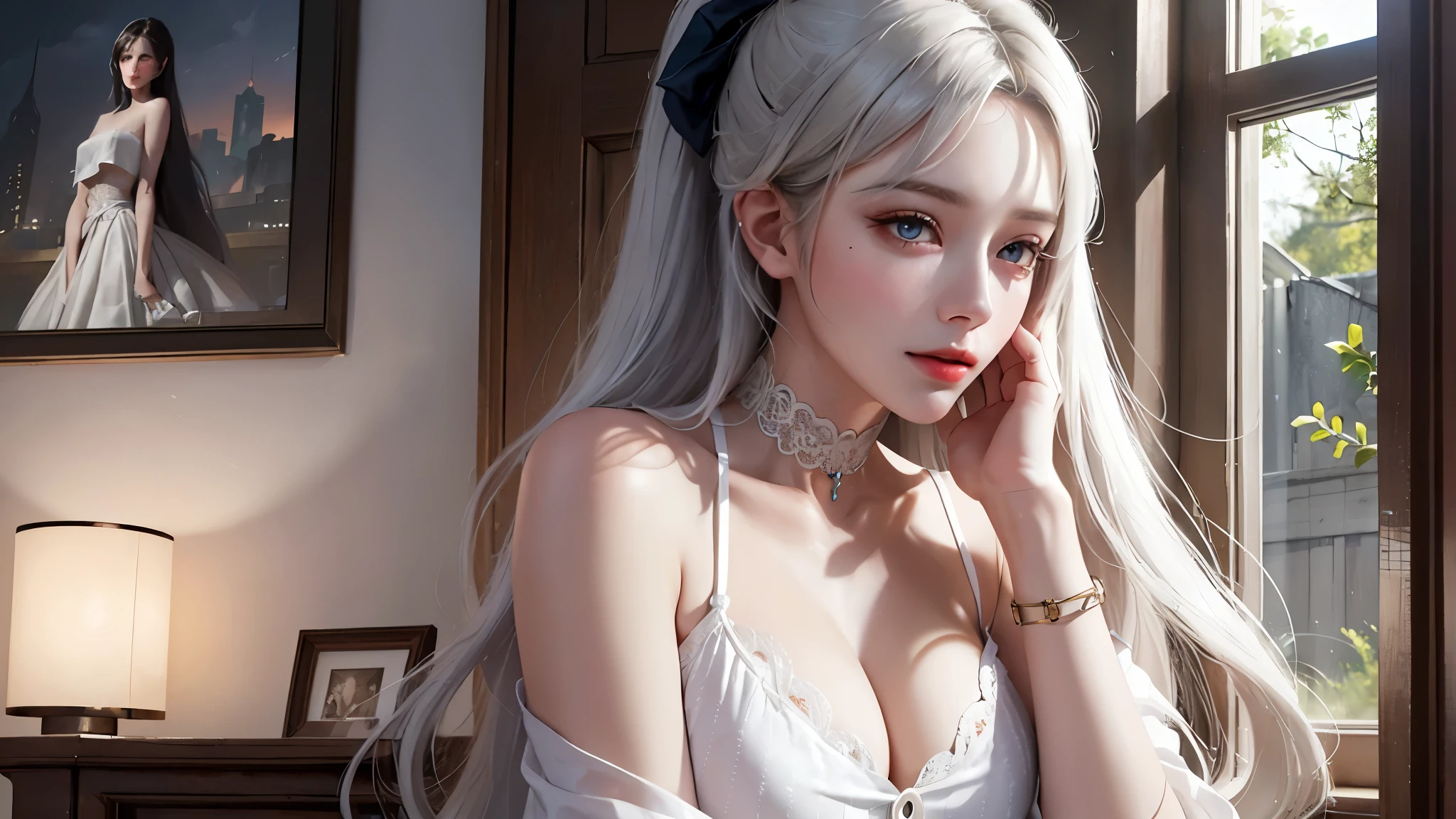 a white hair、Close-up of woman wearing white mask, beautiful figure painting, guweiz, guweiz style artwork, White-haired God, author：Yang Jie, Epic and beautiful character art, Stunning character art, author：Fan Qi, by Wuzhun Shifan, guweiz in pixiv artstation street, single ponytail, Side Mao Insult, high ponytail, tall figure, long legs, (sleeveless lace shirt), (shorts), (striped )), ((striped )), walk, elegant, dignified, feminine, Beautiful curves, sweet smile, Strong sense of detail and layering, Rich and gorgeous colors, Has a unique texture, colorful, Color harmony, vivid, design art, 16k, super detailed, {{illustration}}, {extremely delicate and beautiful}, {Sophisticated finish}, Super detailed, Exquisite glowing eyes, {{movie lighting}}, Extreme light effects, Model: realism, CFG scale: 12, lola: Bright texture (1.35), high quality, masterpiece, Exquisite facial features, Delicate hair depiction, Delicate depiction of eyes, masterpiece, best quality, Ray tracing, Extremely detailed CG unified 8k wallpaper, masterpiece, best quality, (1 girl), perfect female figure, (((tight white t shirt))), beautiful eyes, (delicate face), short black hair, hair tied up, Light blue hairpins, (White skin), (best lighting), (Super intricate details), 4K unified, (super detailed CG), Showing white legs, , hot pants, shorts,