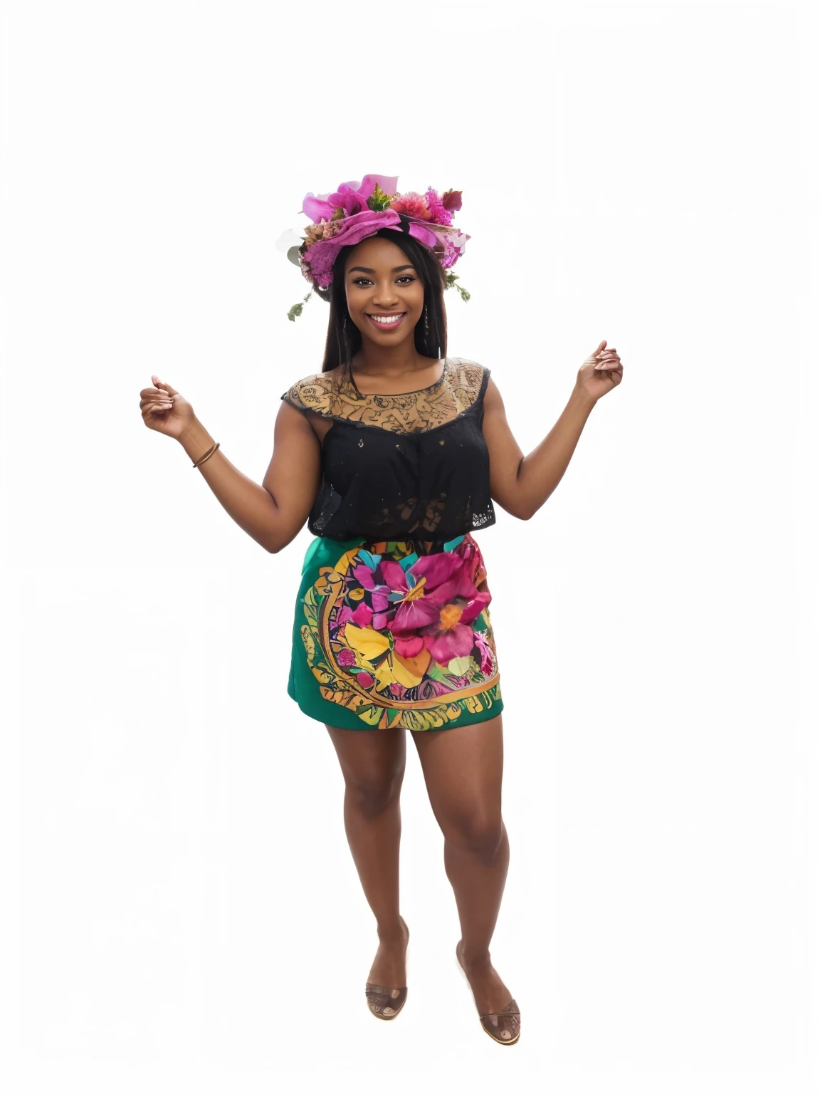 "(best quality,4k,8k,highres,masterpiece:1.2),vivid colors,beautiful detailed eyes,detailed lips,extremely detailed face,smiling face,black woman,beautiful smile,brown eyes,garden"